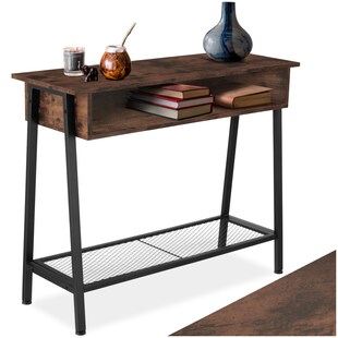 tectake® Konsolentisch, Industrial Style, Ablage, Staufach und Gitterablage, 100 x 35 x 80,5 cm 