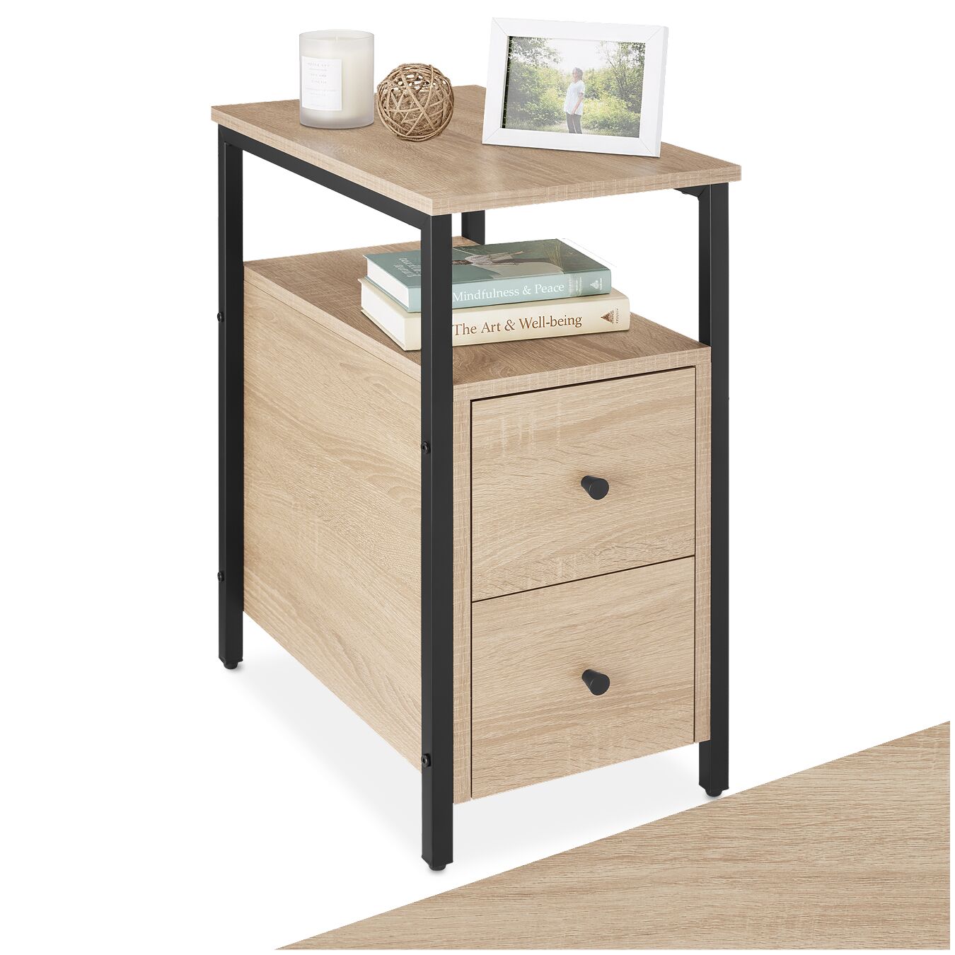 tectake&reg; Nachttisch, Industrial Style, 2 Ablagen und 2 Schubladen, 30 x 49,5 x 61,5 cm 