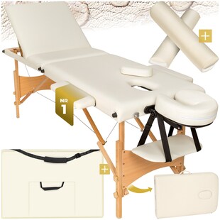 tectake® 3 Zonen Massageliege-Set, Breite 61 cm, Polsterung 3 cm, mit Holzgestell, 210 x 95 x 84 cm 