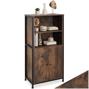 tectake® Highboard, Industrial Style, 2 offene Fächer mit Deckplatte, mit höhenverstellbaren Füßen, 60 x 38 x 125 cm 