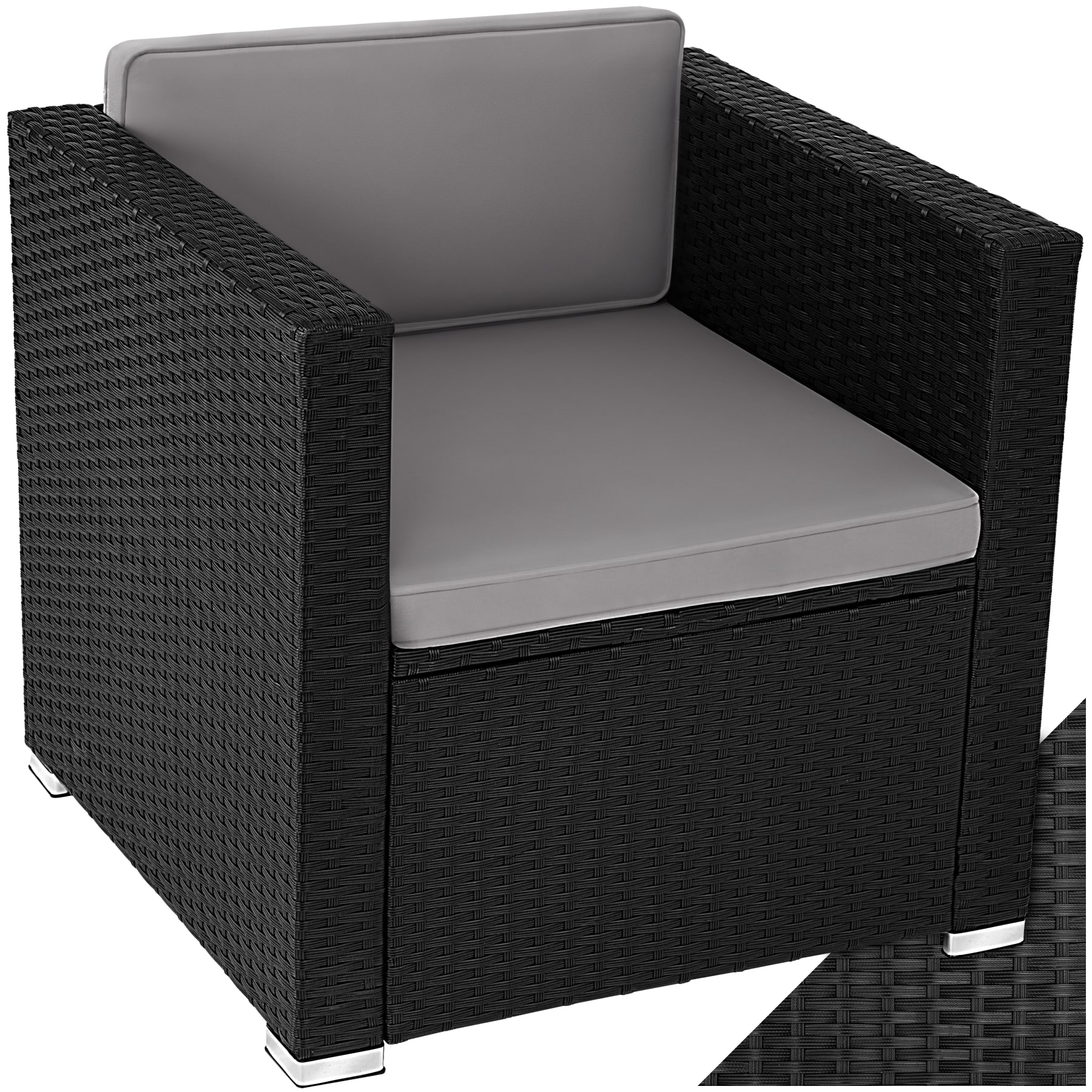 tectake&reg; Rattansessel , widerstandsf&auml;hig, inklusive Sitz- und R&uuml;ckenpolster, 70 x 69 x 65cm 