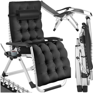 tectake® Sonnenliege, klappbar, abnehmbares Sitz- und Kopfpolster, 84 x 168 x 82,5 cm, mit Ablagetisch 