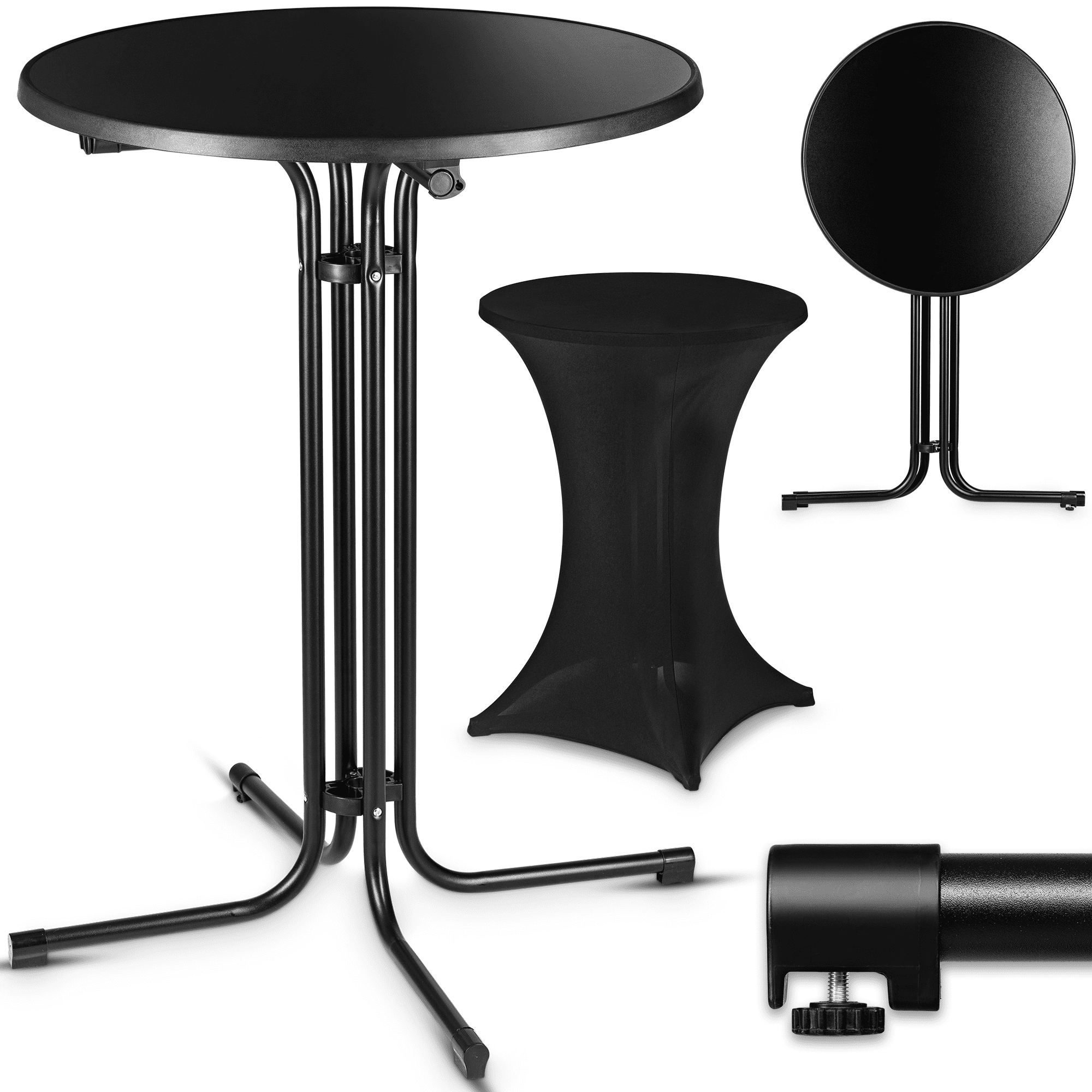 VESKA Stehtisch 80cm, mit Husse, schwarz 