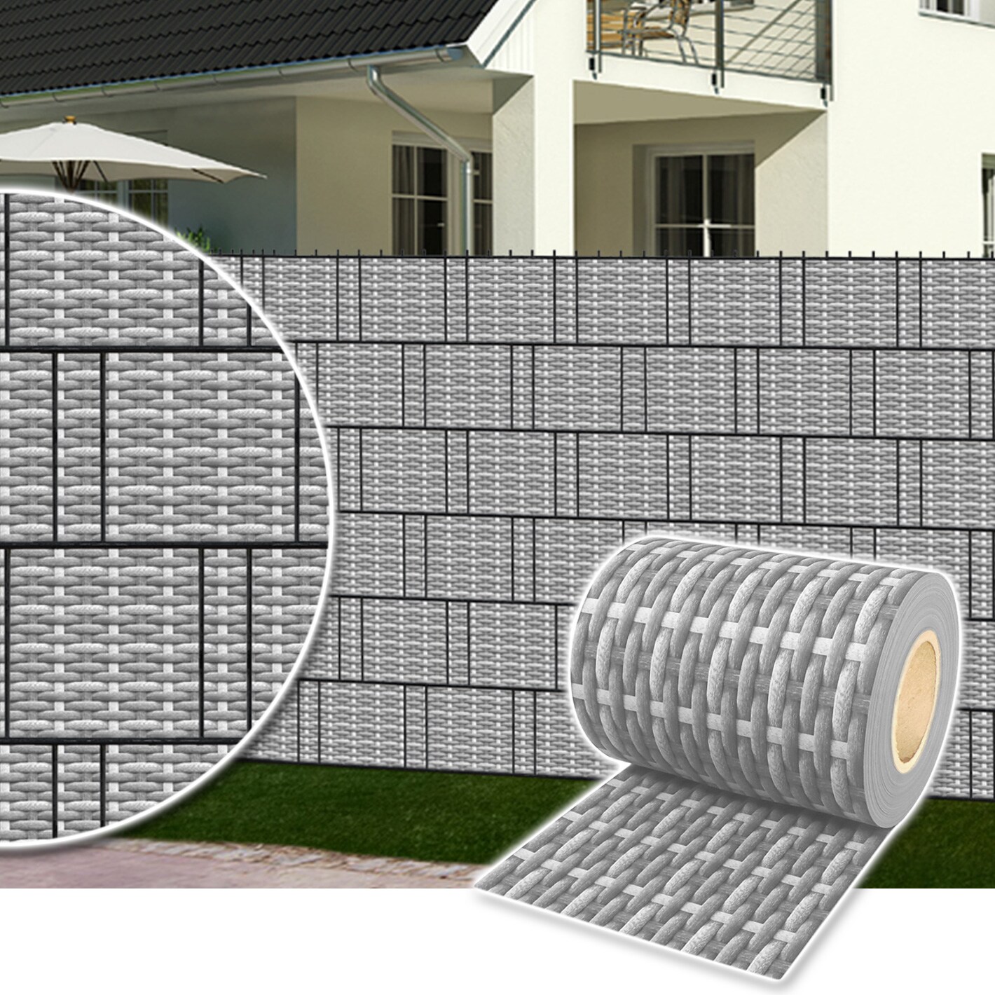 ® Sichtschutzrolle für Doppelstabmattenzaun 35m - Rattan-Rustikal