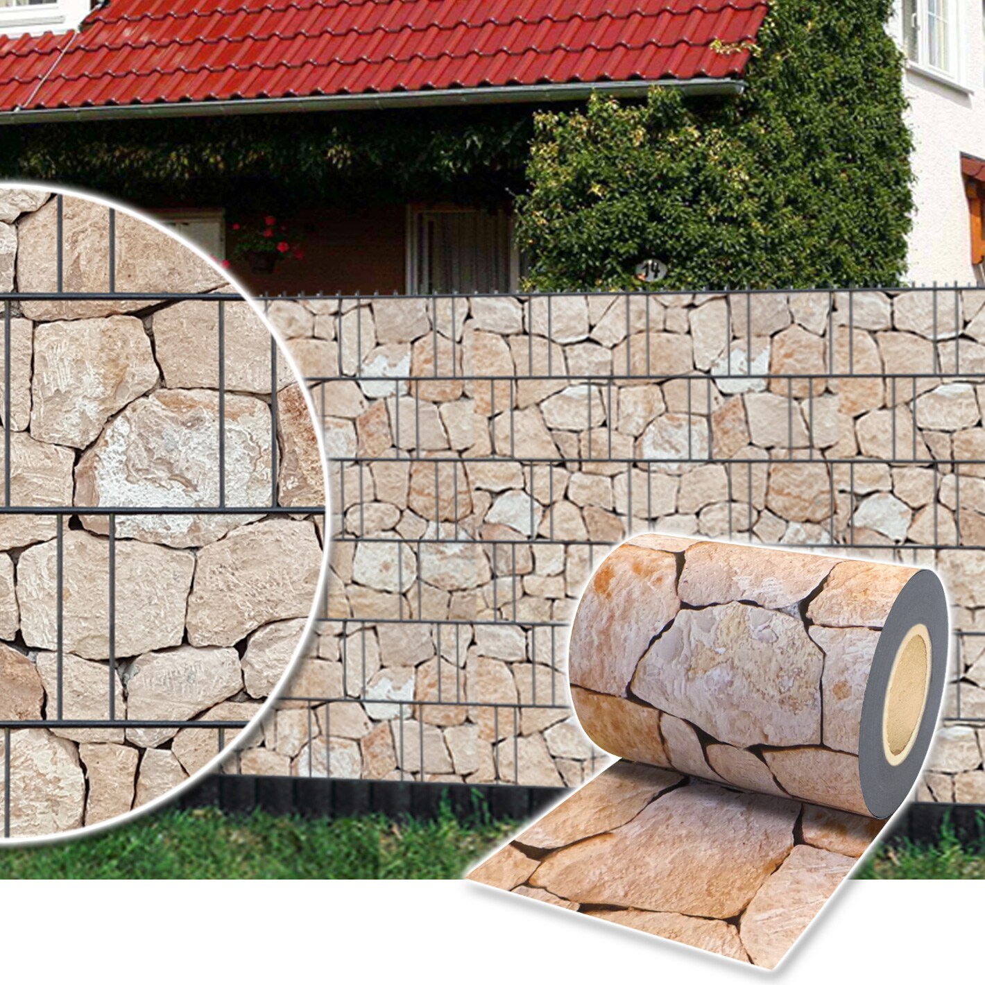 ® Sichtschutzrolle für Doppelstabmattenzaun 35m - Stein-Terracotta