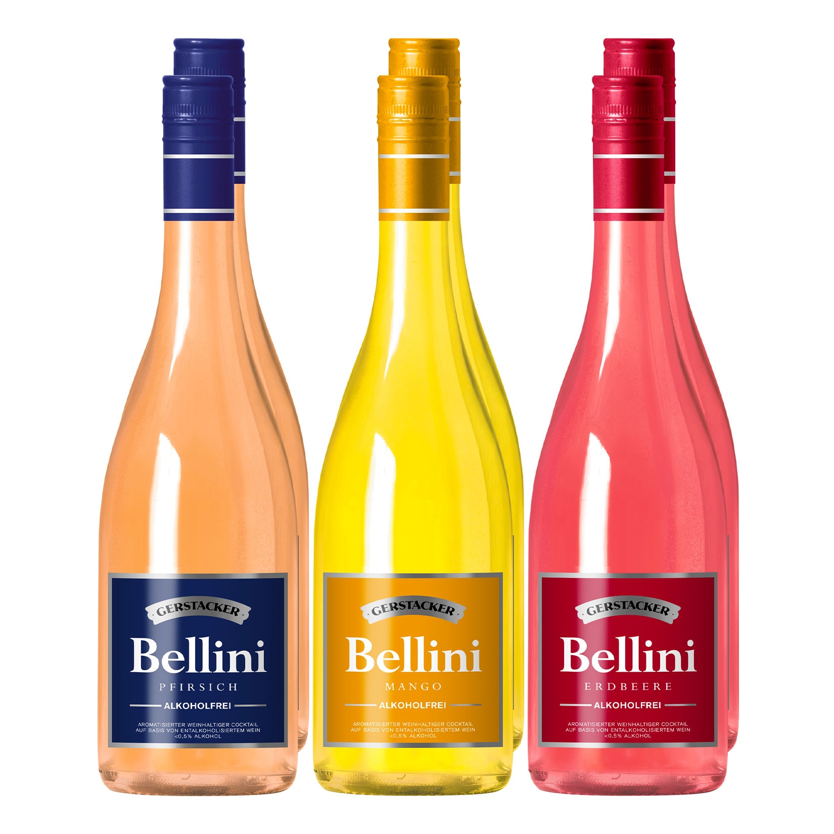 Gerstacker Bellini alkoholfrei, Mango, Erdbeer, Pfirsich 6 x 0,75 Liter 