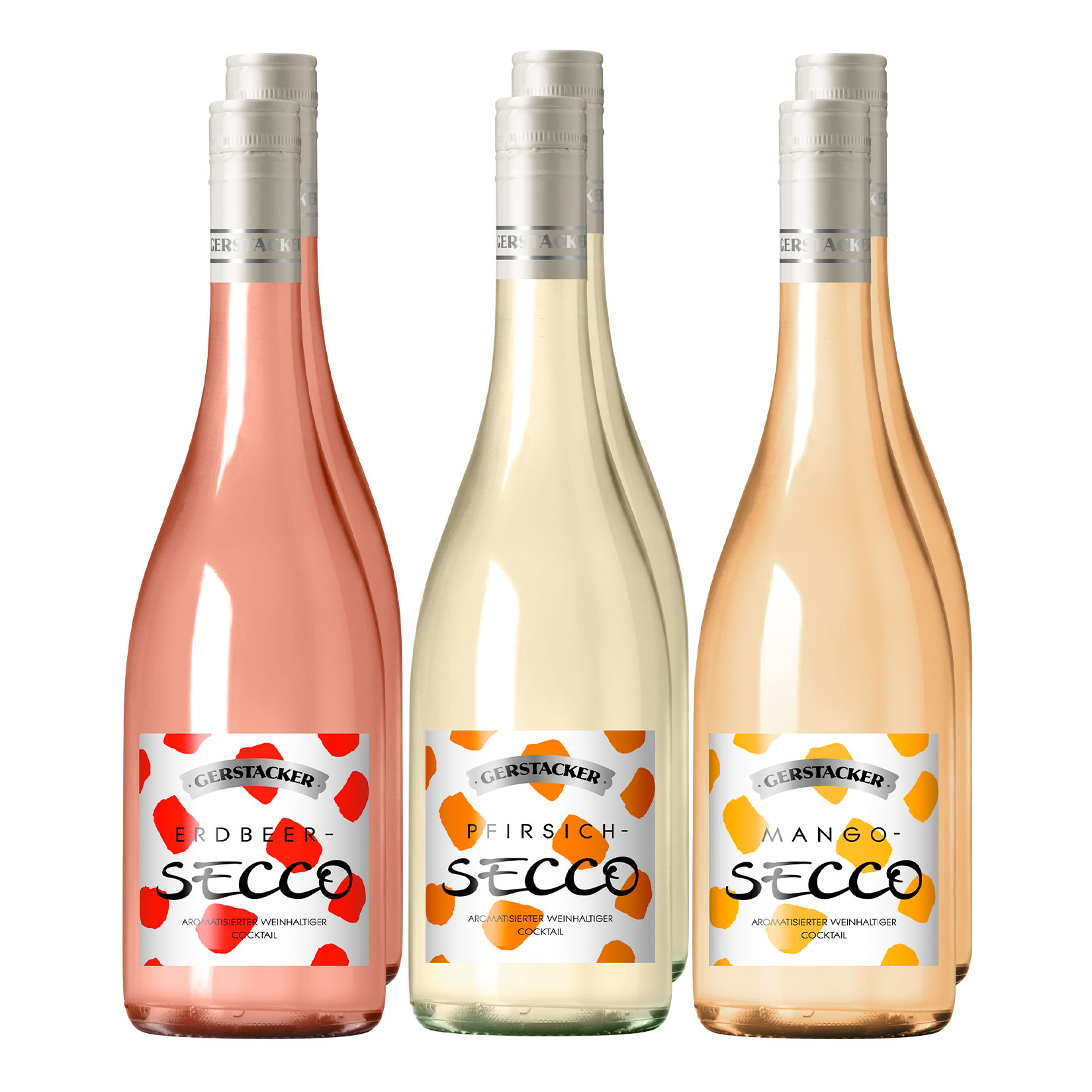 Gerstacker Fruchtsecco Erdbeer, Pfirsich, Mango 5,0 % vol 6 x 0,75 Liter 