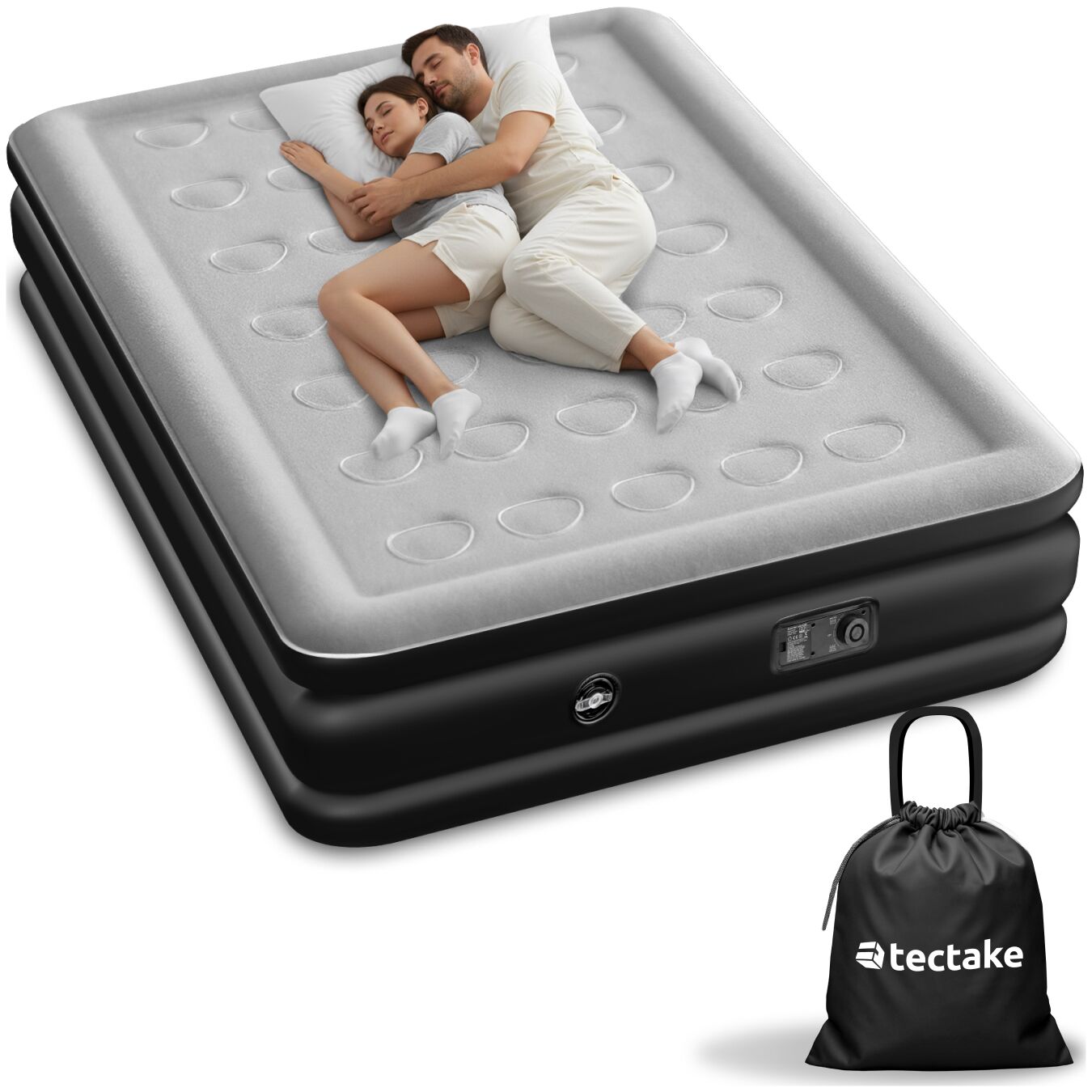 tectake&reg; Aufblasbare Matratze, f&uuml;r 1 oder 2 Personen, ergonomisches Lufts&auml;ulensystem, inkl. manuellem Ventil und Tragebeutel 