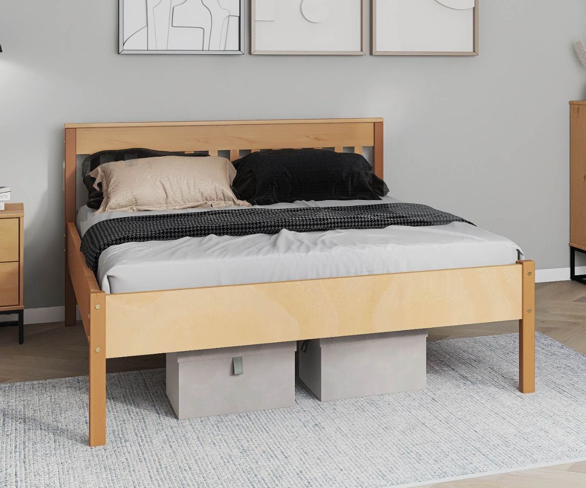 Inter Link Doppelbett Vivo 140x200 cm - Kiefer Massivholz - Inkl Lattenrost 