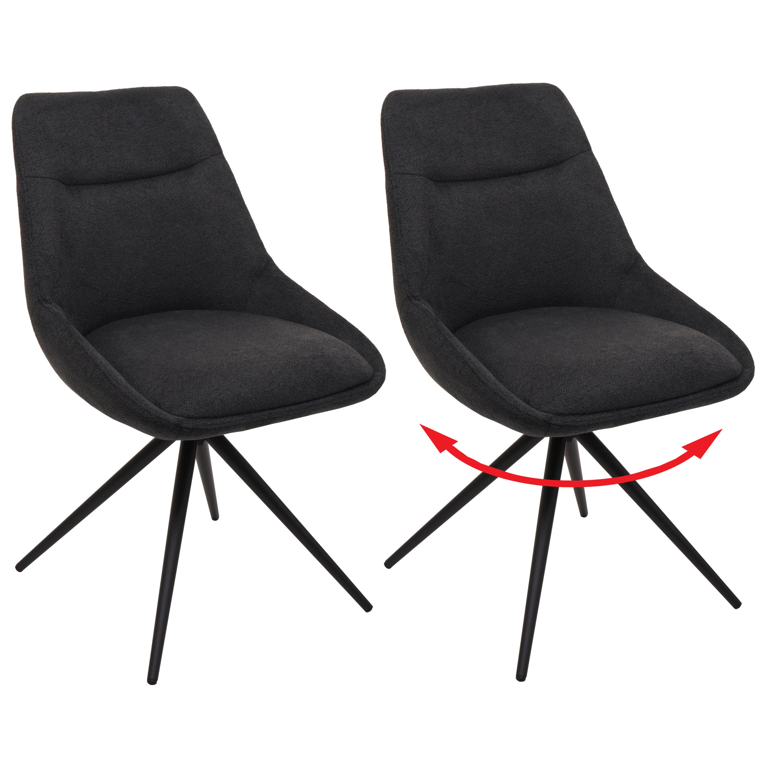 2er-Set Esszimmerstuhl MCW-M65, K&uuml;chenstuhl Lehnstuhl Stuhl, drehbar Auto-Position Metall Stoff/Textil ~ anthrazit 