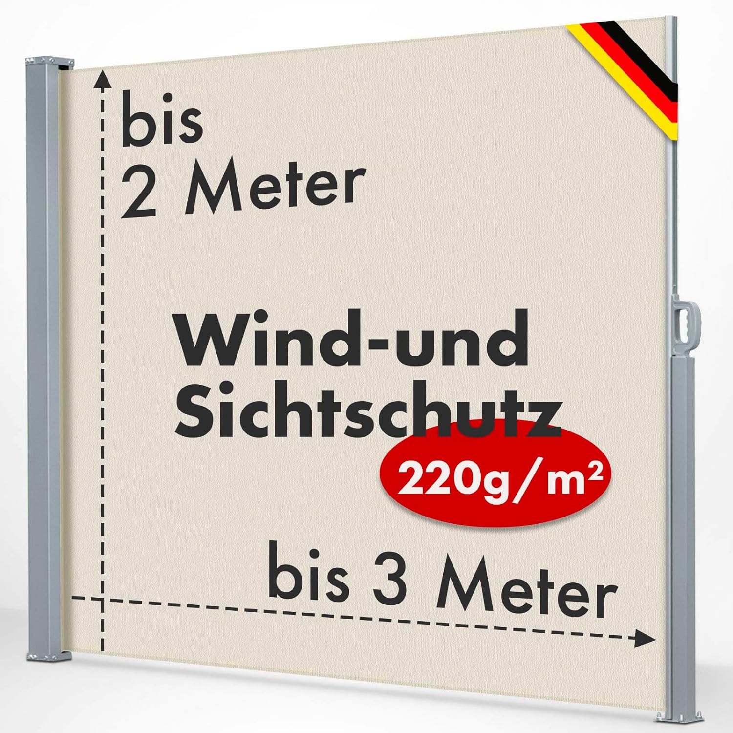 KARAT gardenoutdoor Seitenmarkise | Breite: 300 cm | H&ouml;he: 160 cm 