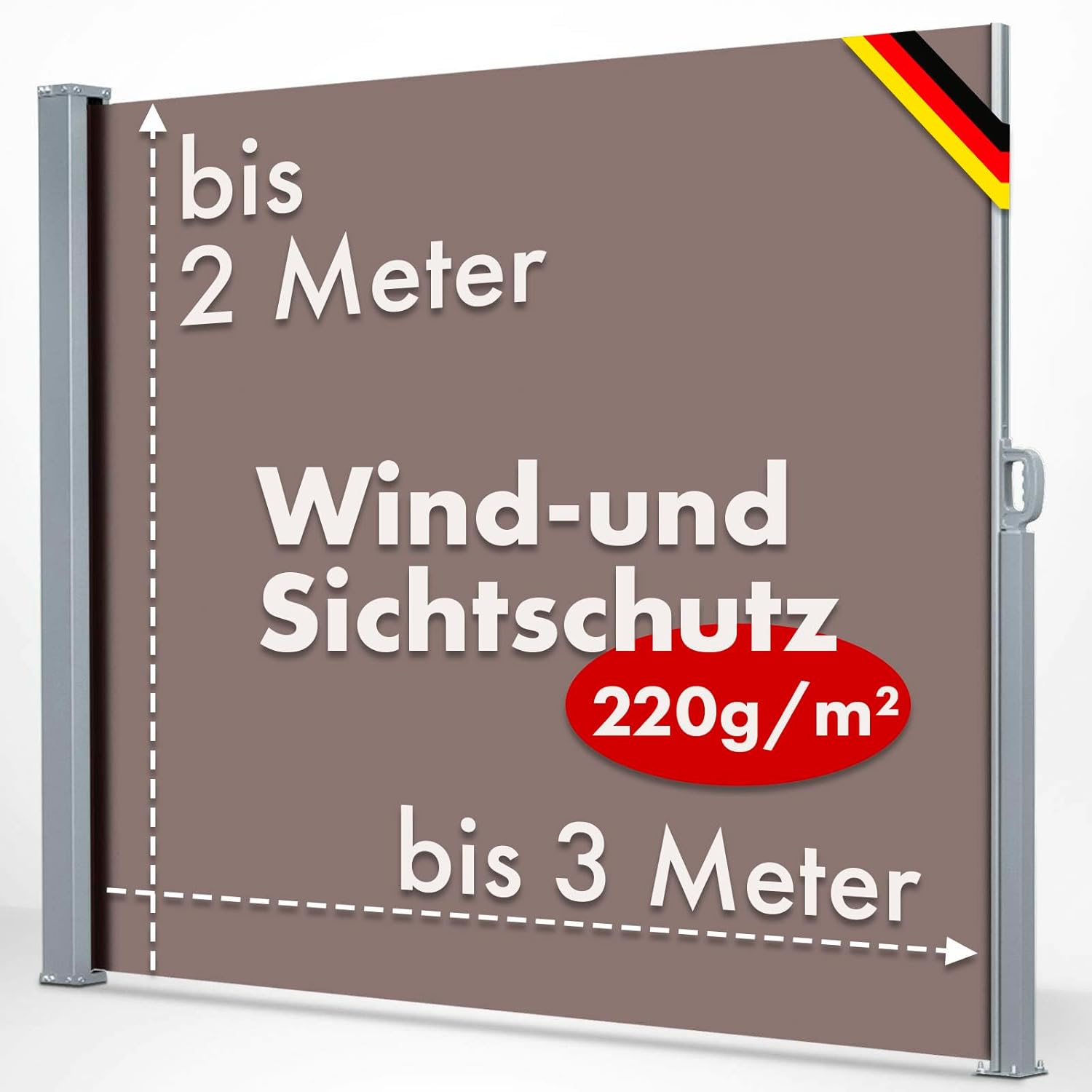 KARAT gardenoutdoor Seitenmarkise | Breite: 300 cm | H&ouml;he: 180 cm 
