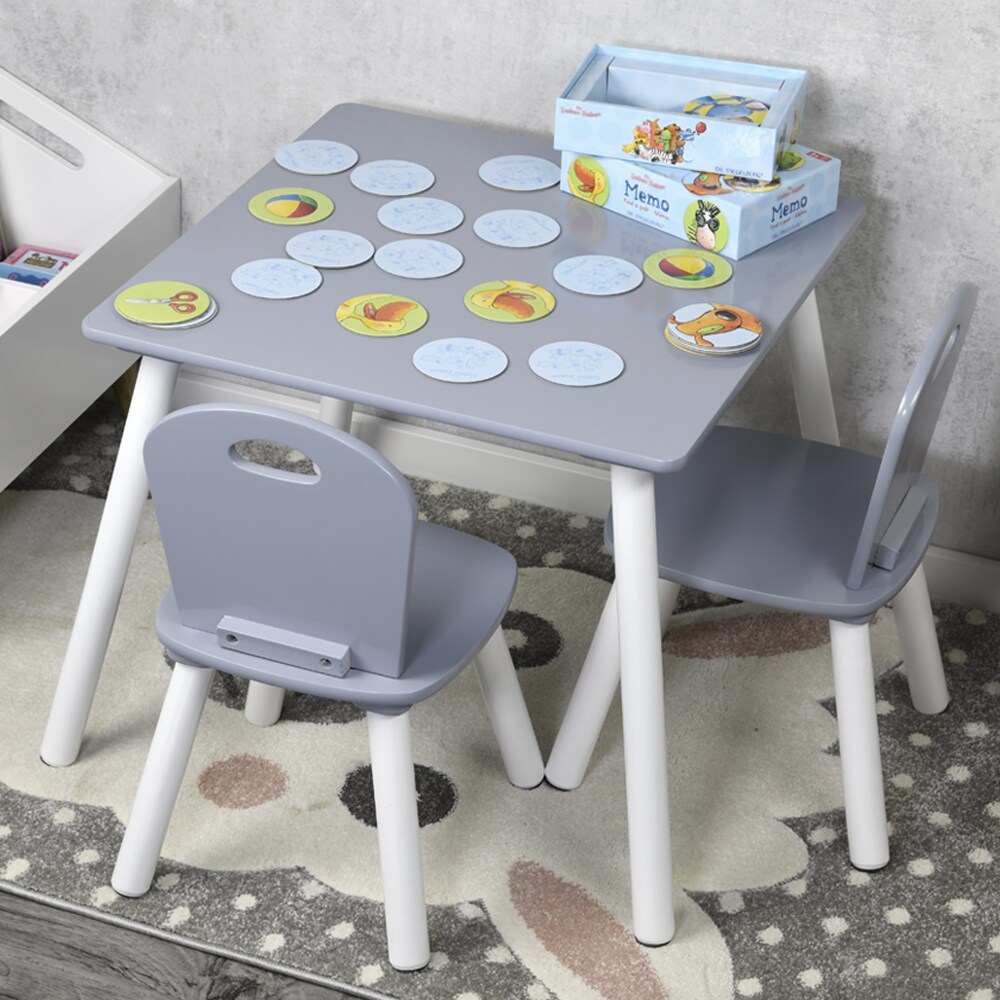 Kesper 1 Kindertisch mit 2 St&uuml;hlen - versch. Ausf&uuml;hrungen - Grau 