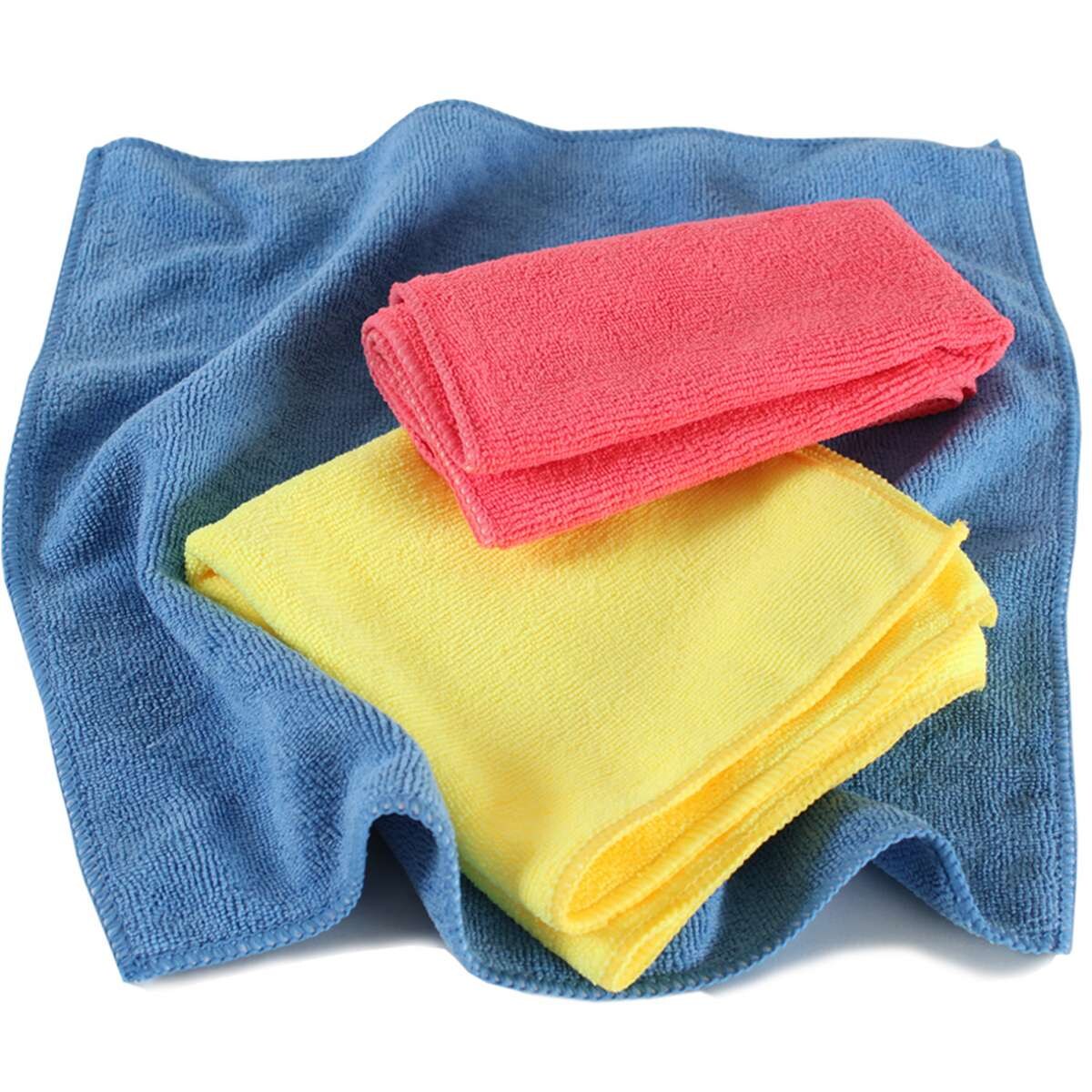 tectake® 200er Set Mikrofasertücher, für gründliche und streifenfreie Reinigung, langlebig dank vernähtem Rand, 35 x 35 cm