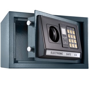 tectake® Elektronischer Safe, mit Doppelbolzen-Verschlusssystem, wählbarer Sicherheitscode und 2 Schlüssel zur Notöffnung, 20 x 31 x 22 cm 