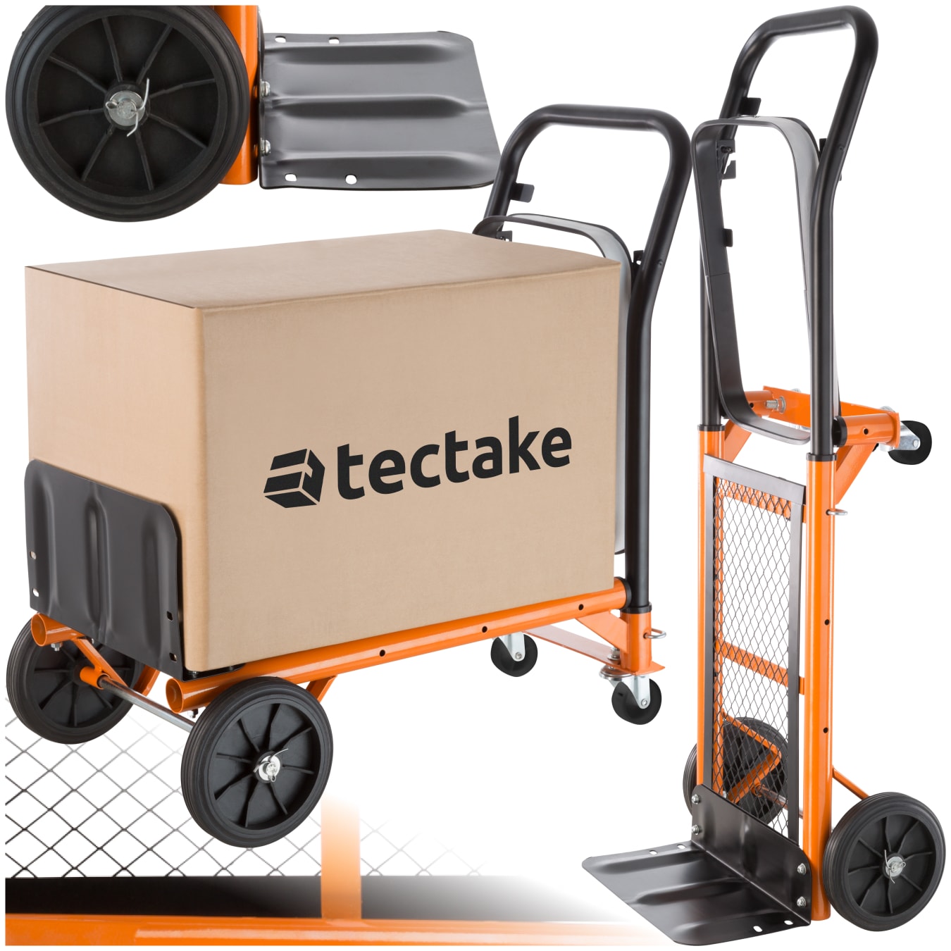 tectake&reg; Sackkarre, 2 in 1, h&ouml;henverstellbarer Handgriff, Belastbarkeit 80 kg 