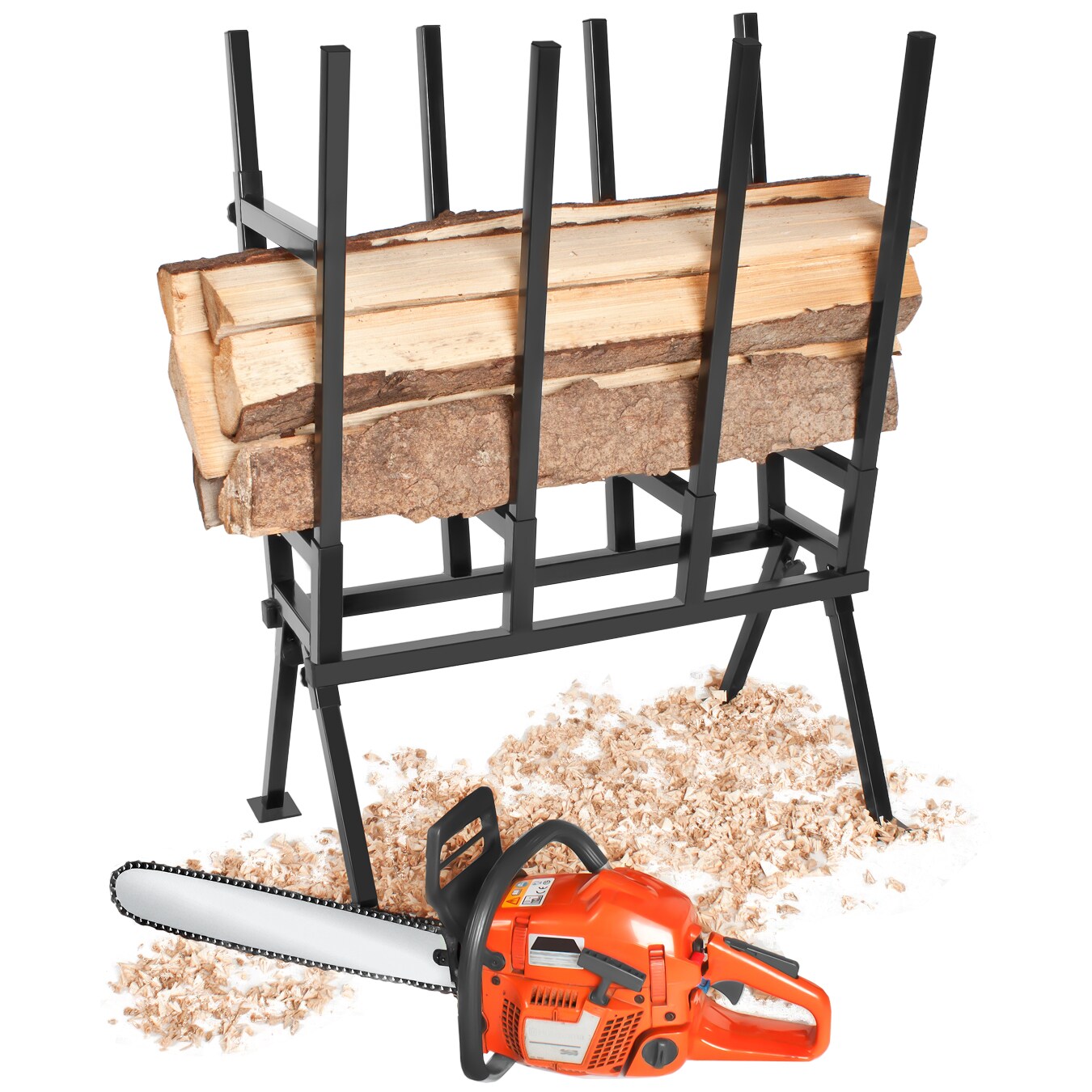 tectake® Holzsägebock, aus lackiertem Stahl, Belastbarkeit 400 kg, 76 x 53 x 102 cm