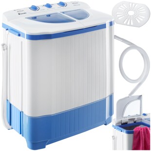 tectake® Mini-Waschmaschine, mit Schleuder, 2 Kammern, sparsamer Verbrauch, 65 x 40 x 75 cm 