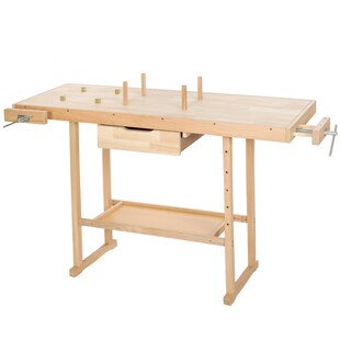 tectake® Holzwerkbank, mit 2 Schraubstöcken, 4 Stirnhölzer und 4 Bankhaken, 137 x 50 x 87 cm 