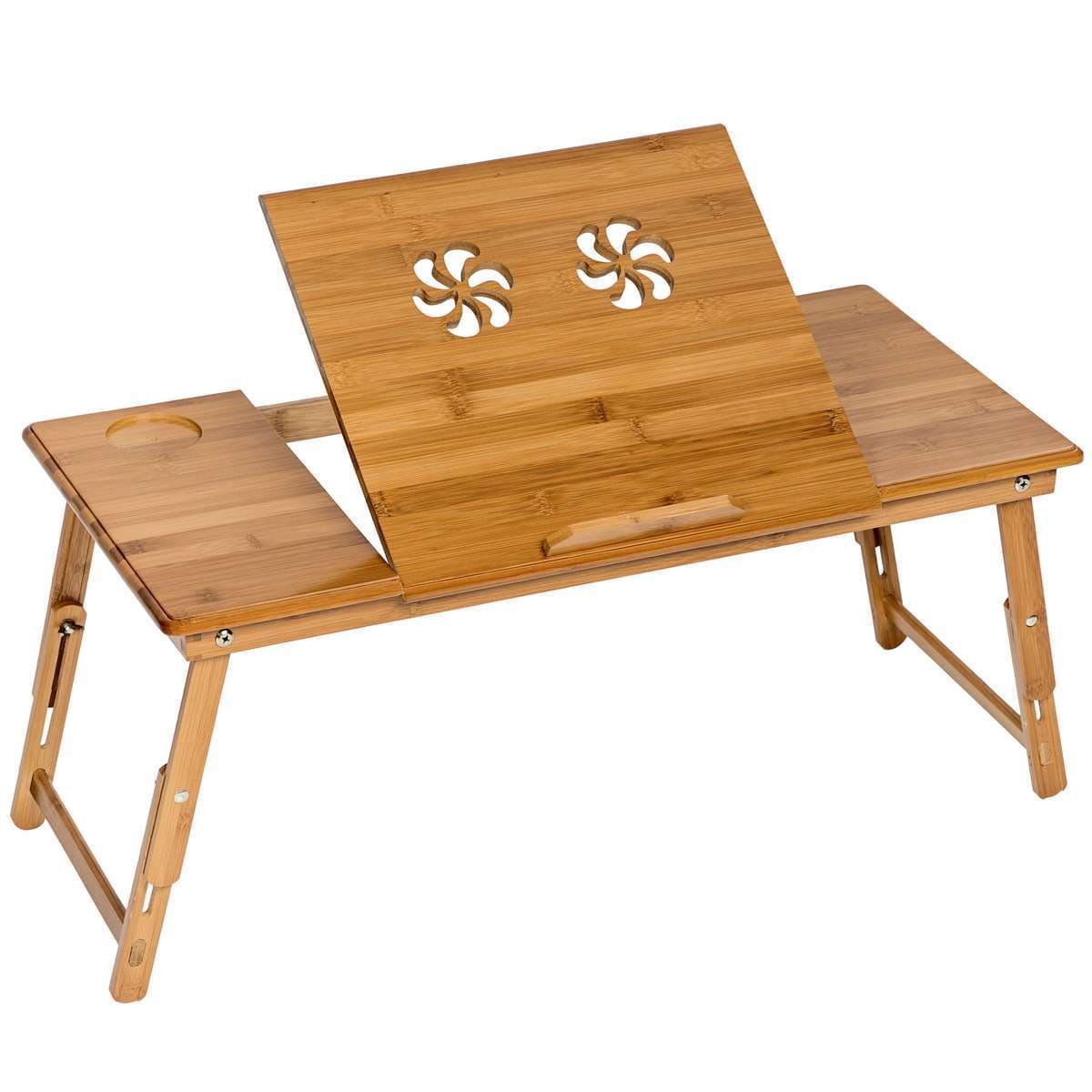 tectake&reg; Laptoptisch, aus Bambus, klappbar und h&ouml;henverstellbar, ideale Bel&uuml;ftung, 72 x 35 x 26 cm 