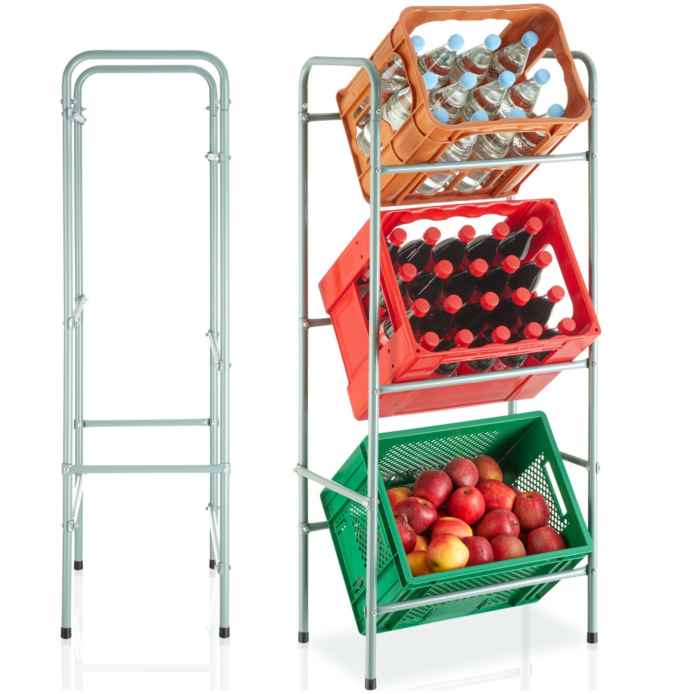 tectake&reg; Getr&auml;nkekistenregal, aus Stahl, guter Zugriff, 50 x 33 x 116 cm 