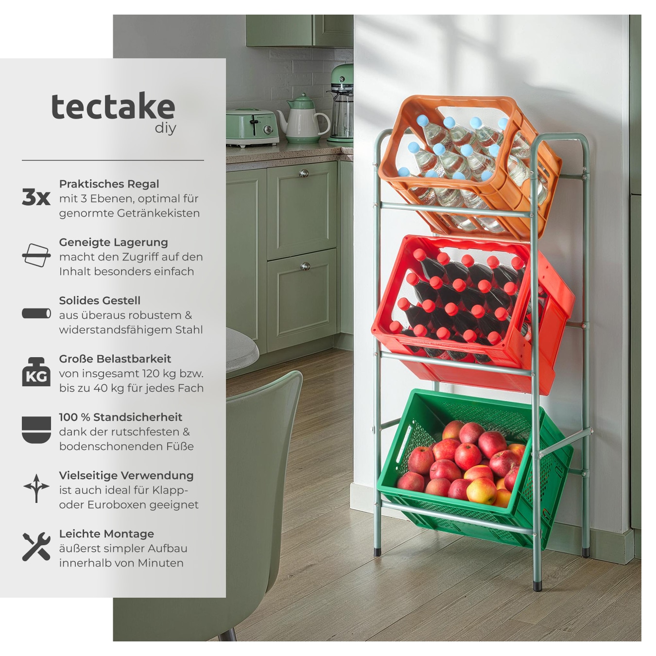 tectake® Getränkekistenregal, aus Stahl, guter Zugriff, 50 x 33 x 116 cm bei Marktkauf online bestellen