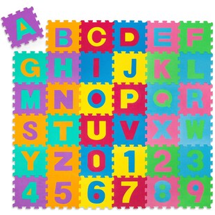 tectake® Puzzlematte, 86-teilig, aus EVA-Schaumstoff, jedes Teil 31,5 x 31,5 x 1 cm 