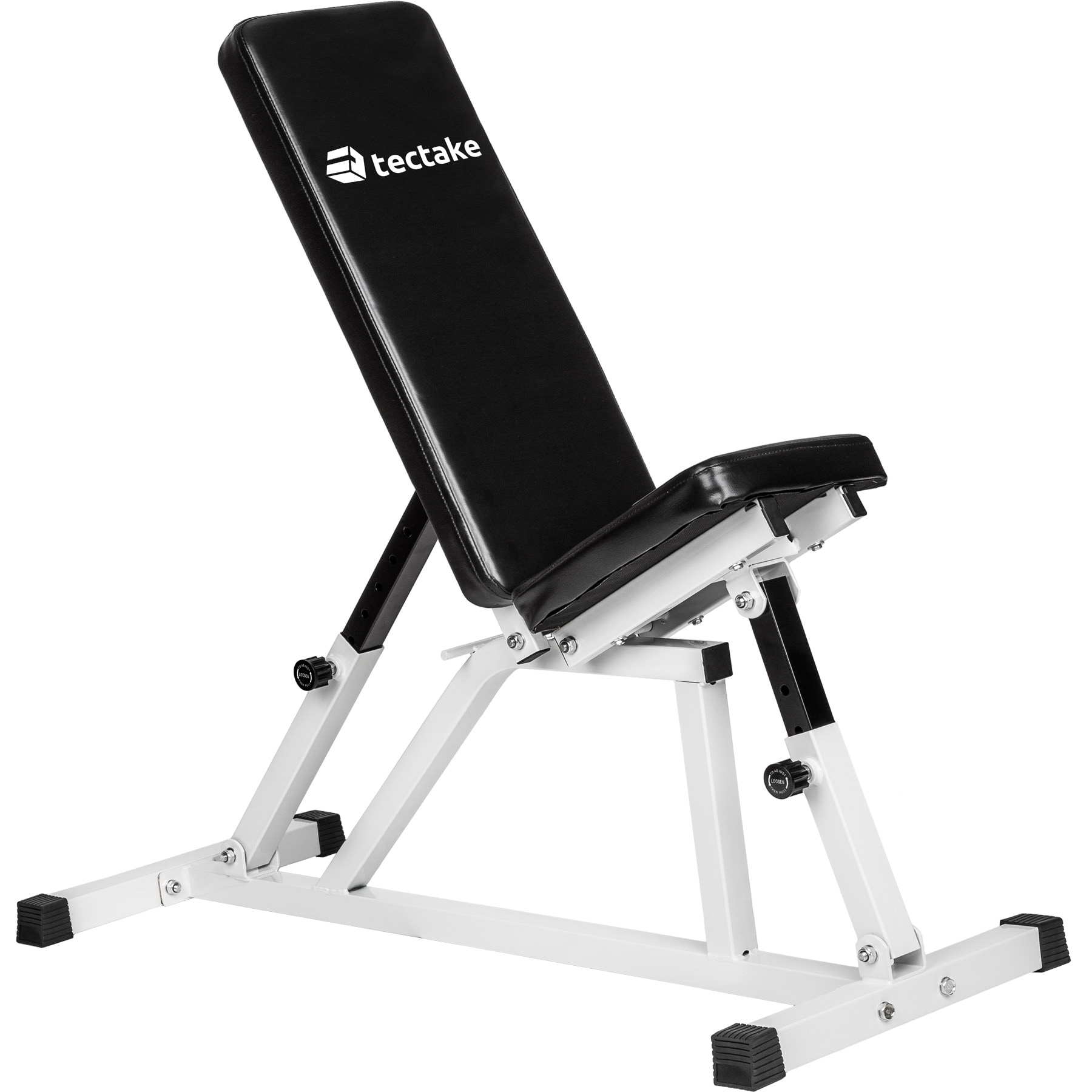 tectake&reg; Hantelbank, Sitz 4-fach verstellbar, gepolstert mit Kunstlederbezug, 120 x 47 x 114 cm 