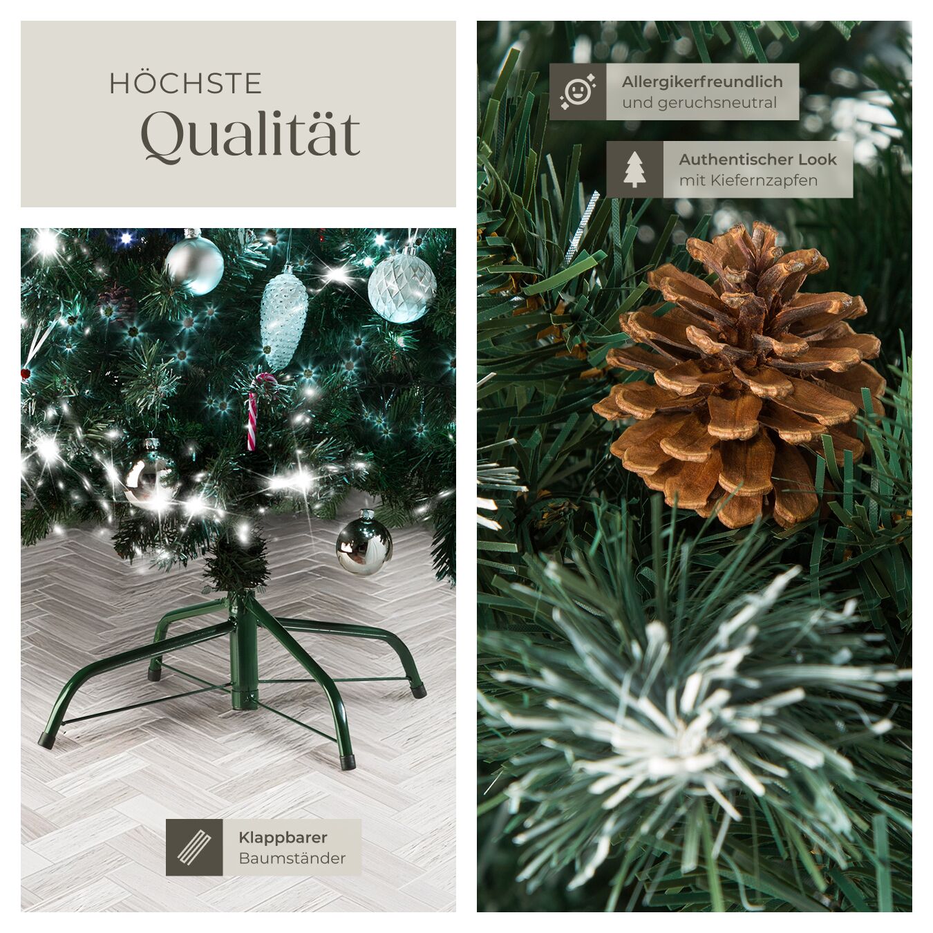 tectake Weihnachtsbaum, 180 cm, knstlich mit Zapfen, formbar mit viel  Volumen, inklusive Metallstnder mit Kunststoffkappen bei Marktkauf online  bestellen