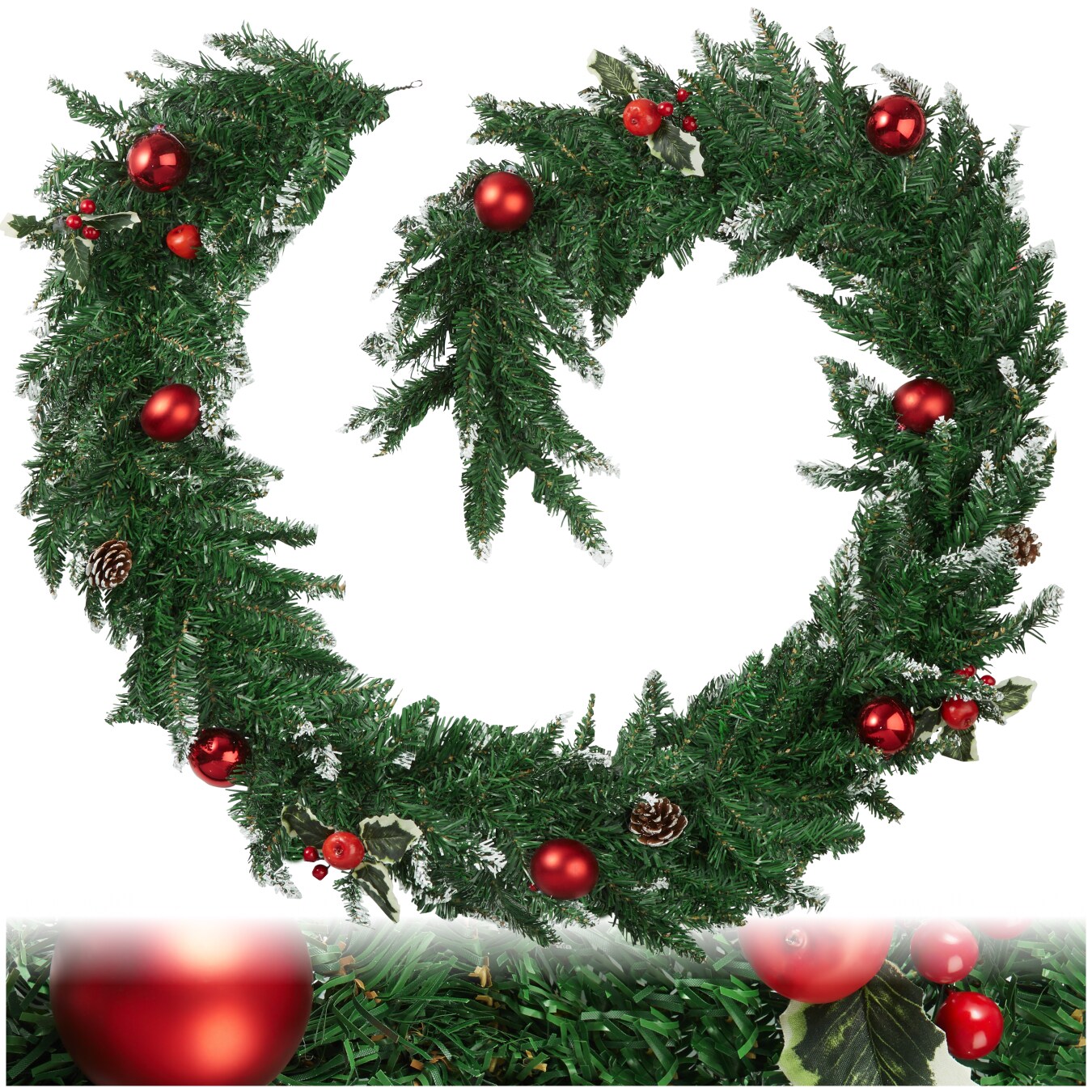 tectake&reg; Weihnachtsgirlande, naturgetreu, 270 cm, 180 Zweige, mit Schlaufe zum Aufh&auml;ngen 