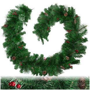 tectake® Weihnachtsgirlande, naturgetreu, 270 cm, 180 Zweige, mit Schlaufe zum Aufhängen 