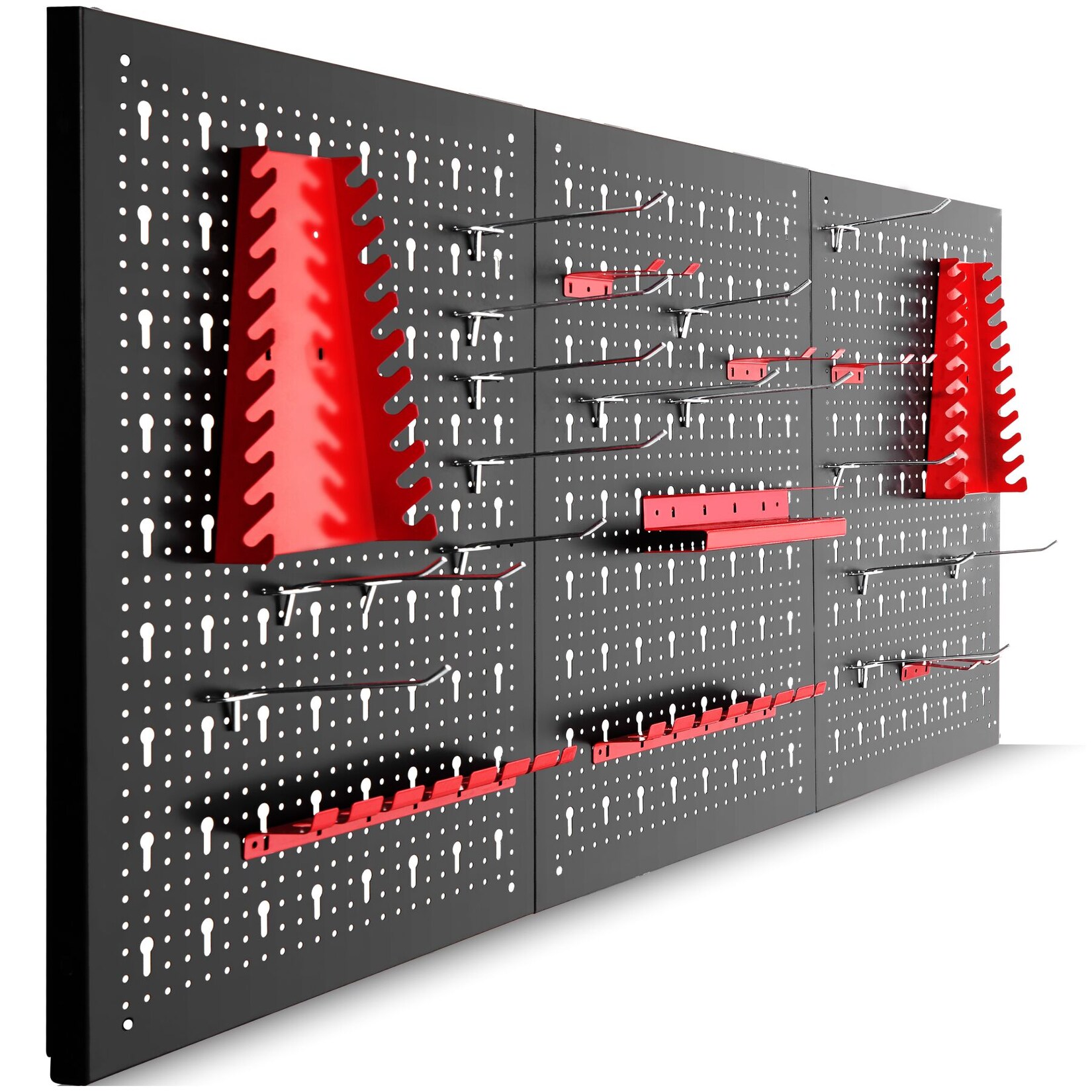 tectake® Werkzeuglochwand, dreiteilig, aus Stahl, einfache Montage, 120 x 3 x 60 cm