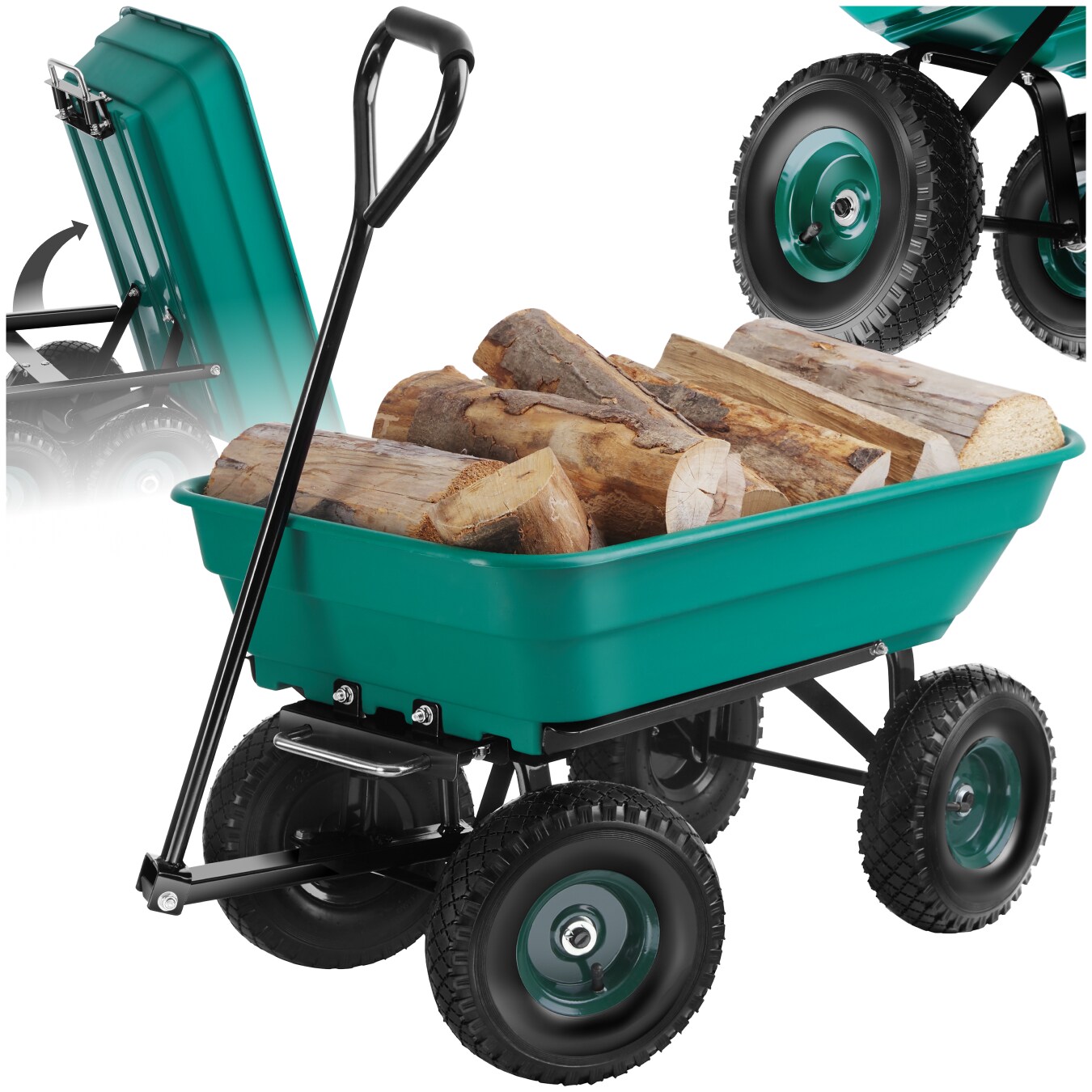 tectake&reg; Gartenwagen, mit Kippfunktion, leichtg&auml;ngige Lenkachse, Belastbarkeit 120 kg 