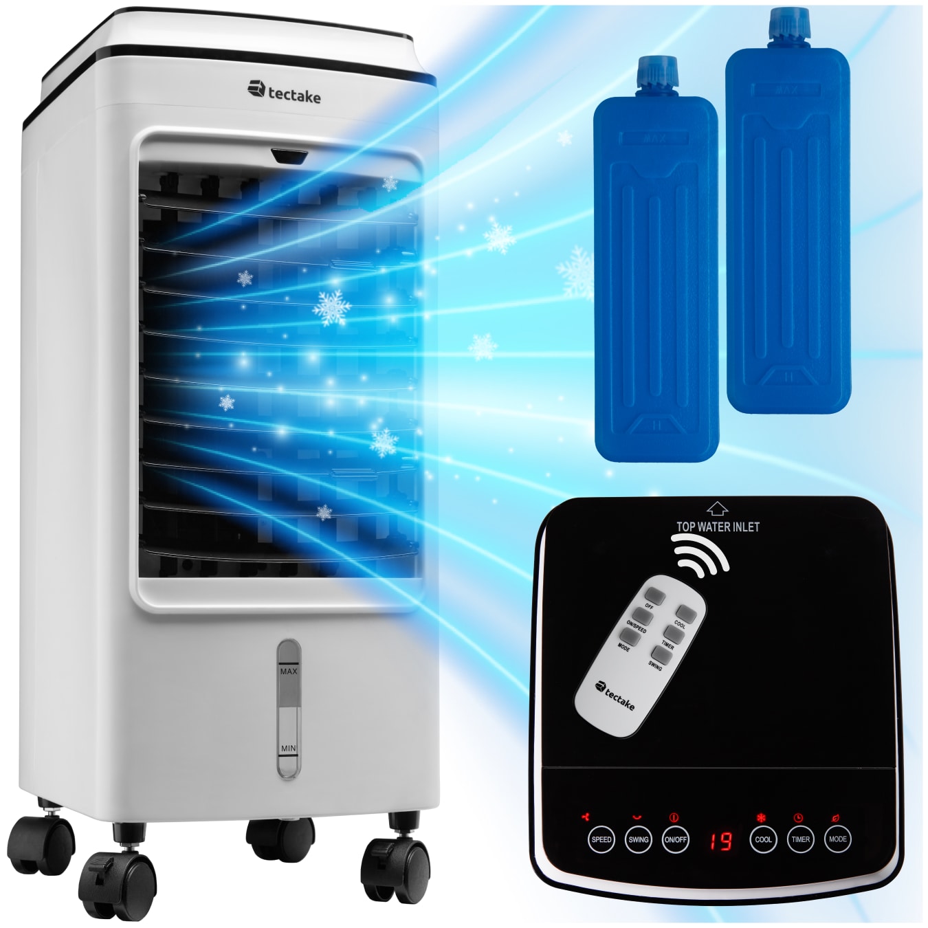 tectake&reg; Klimager&auml;t, mobil, mit drehbaren Lamellen, mit Timer-Funktion, Touch-Bedienfeld mit LED-Beleuchtung, inklusive Fernbedienung 