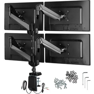 tectake® Monitor-Halterung, für 4 Monitore, für VESA 75x75 bis 100x100, mit Kabelführung 