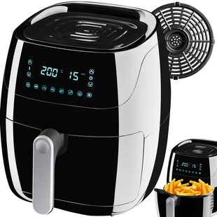 tectake® Heißluftfritteuse, 4,3 l, Timer und Temperatursteuerung, SGS-Zertifikat, inklusive Rezeptheft 