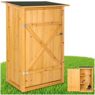 tectake® Gartenschrank mit Flachdach, aus imprägniertem Nadelholz, Dachpappe aus Bitumen, 75 x 56 x 118 cm 