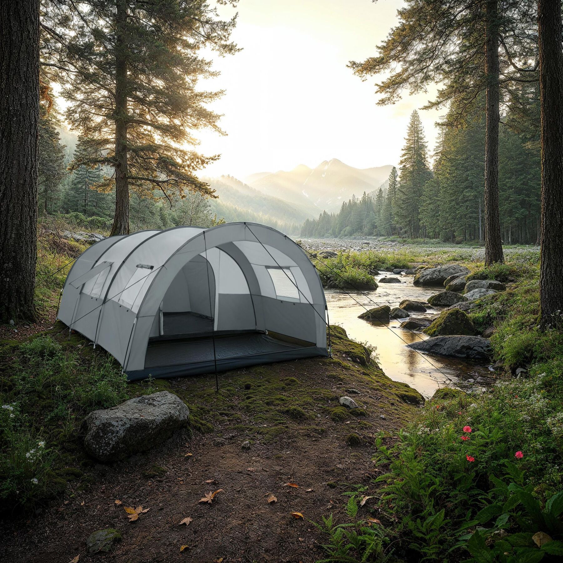 tectake Tunnelzelt, fr 6 Personen, 4 Fenster mit Moskitonetzen, 350 x 480  x 195 cm bei Marktkauf online bestellen
