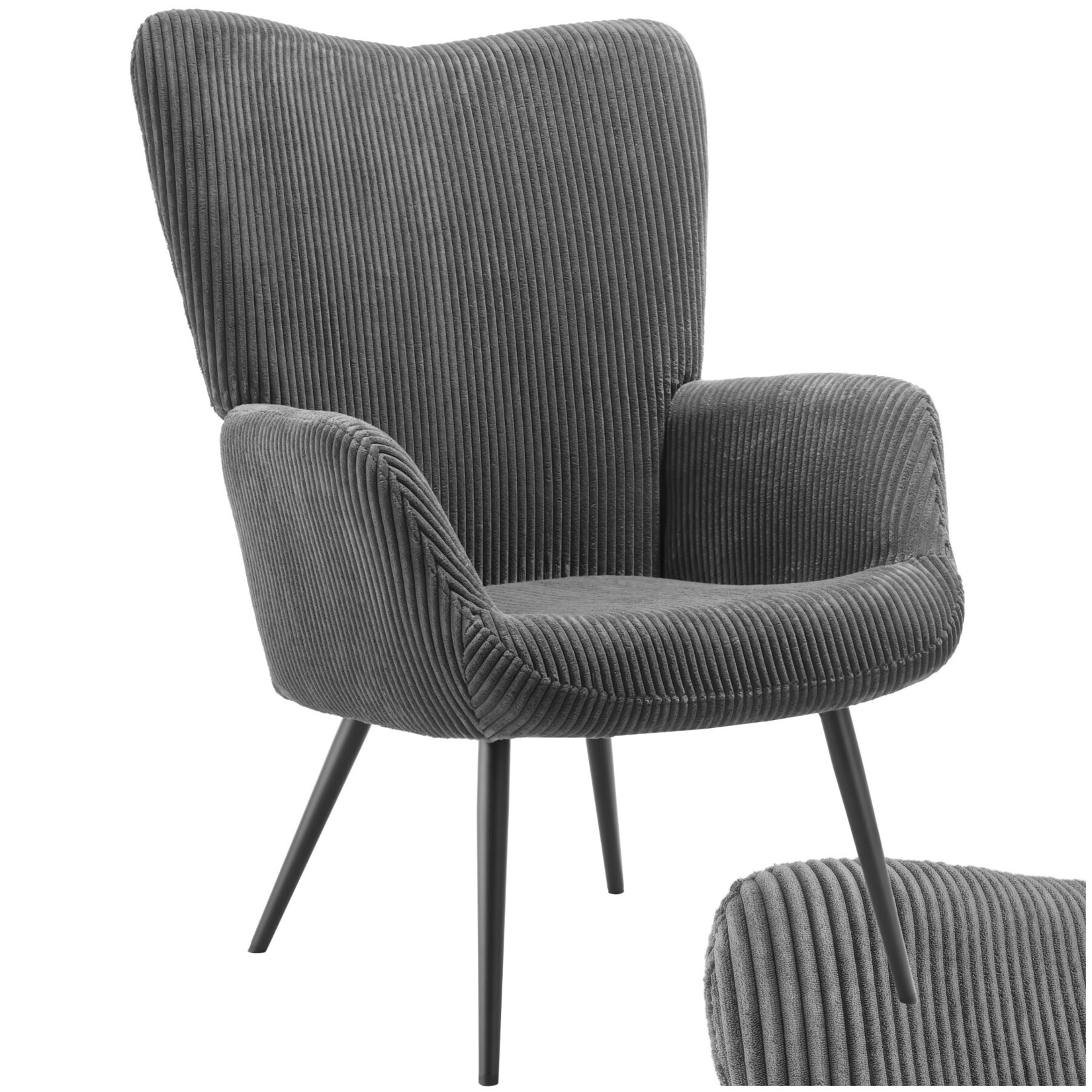 tectake® Sessel, gepolstert, runde Stahlbeine, 72 x 76 x 100,5 cm