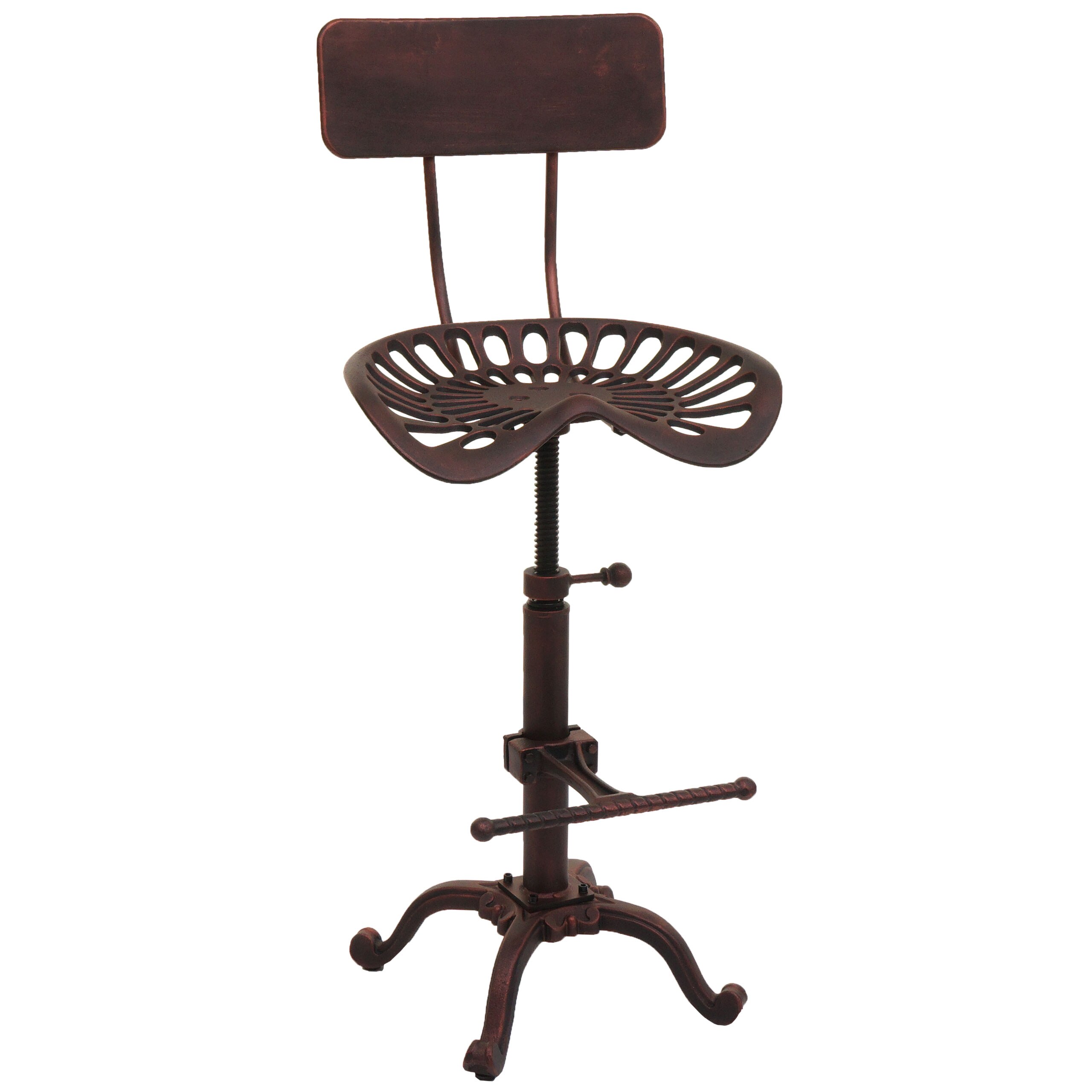 Barhocker MCW-N26, Barstuhl Tresenhocker, h&ouml;henverstellbar drehbar Fu&szlig;ablage Industrial Metall ~ kupferfarben 