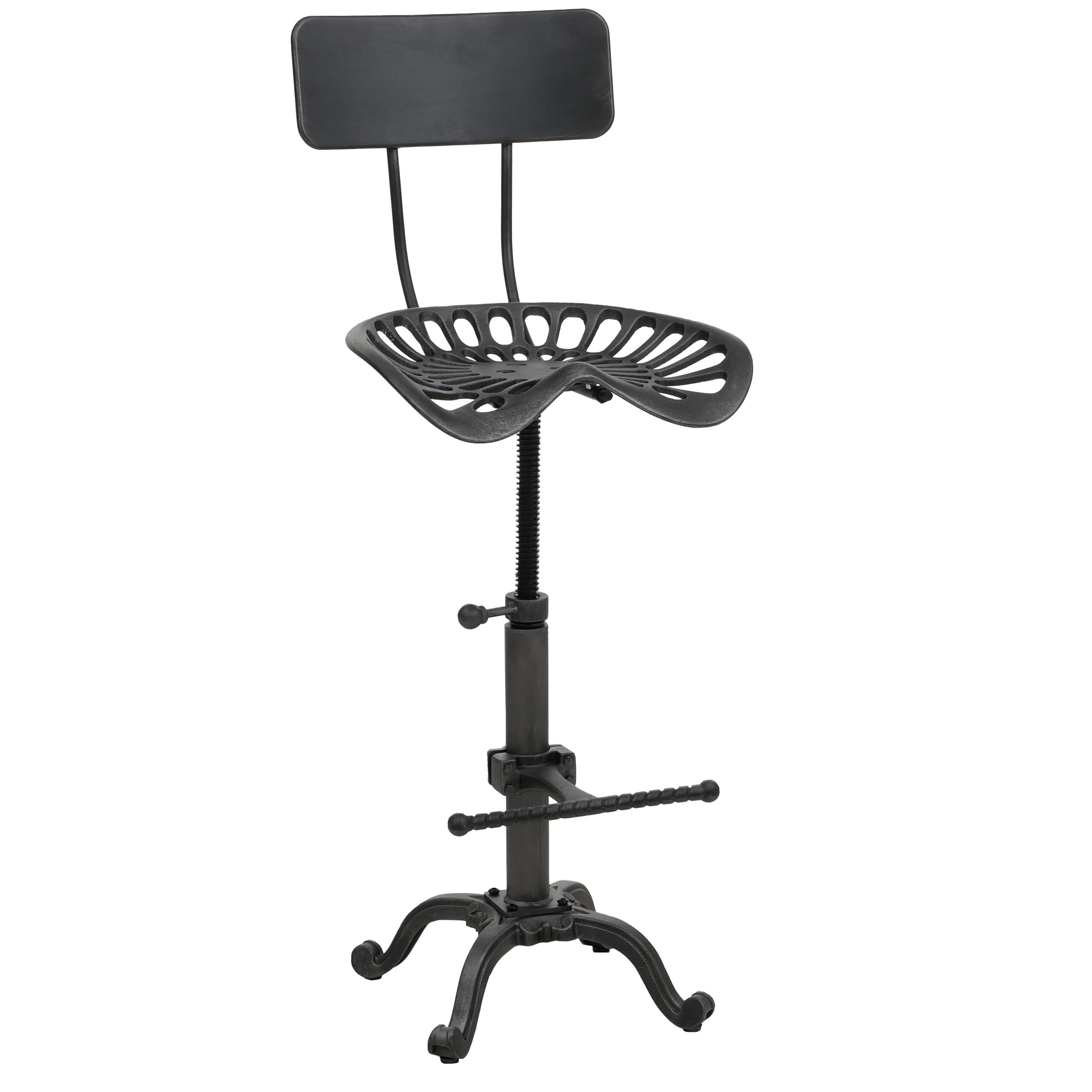 Barhocker MCW-N26, Barstuhl Tresenhocker, h&ouml;henverstellbar drehbar Fu&szlig;ablage Industrial Metall ~ schwarz-silber 