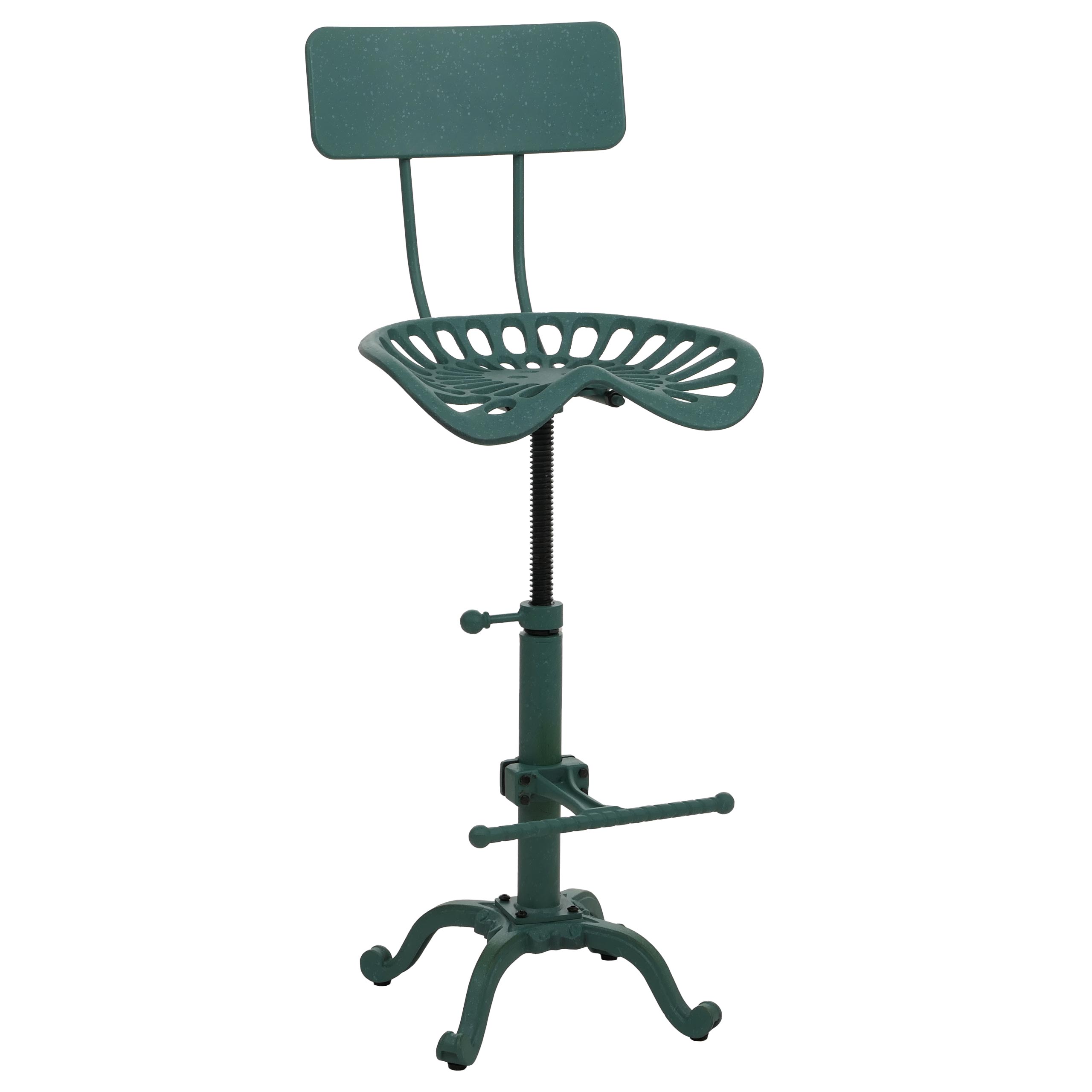 Barhocker MCW-N26, Barstuhl Tresenhocker, h&ouml;henverstellbar drehbar Fu&szlig;ablage Industrial Metall ~ gr&uuml;n 
