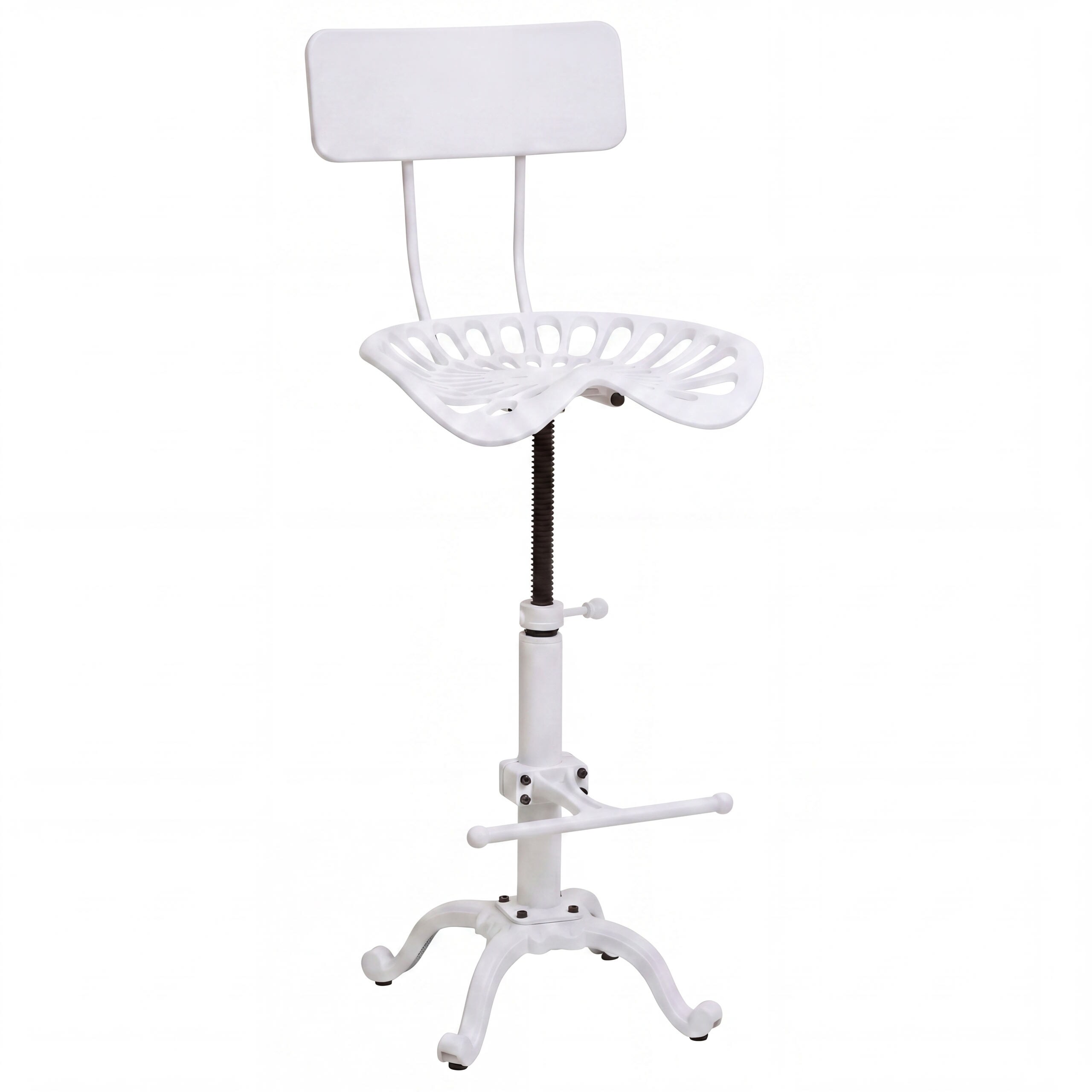 Barhocker MCW-N26, Barstuhl Tresenhocker, h&ouml;henverstellbar drehbar Fu&szlig;ablage Industrial Metall ~ wei&szlig; 