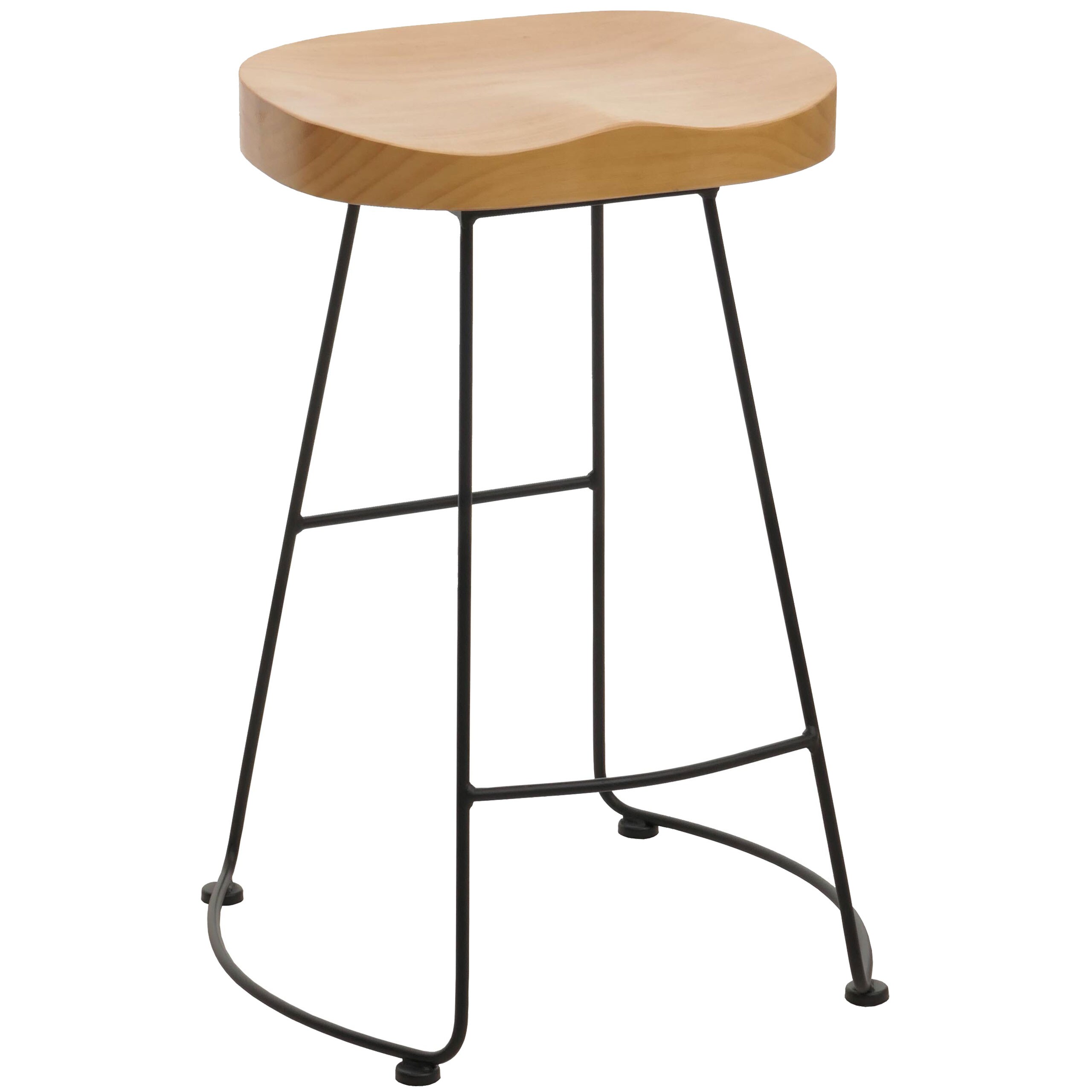 Barhocker MCW-N25, Barstuhl Tresenhocker K&uuml;chenhocker, Fu&szlig;ablage Industrial Metall Massiv-Holz 3D-Struktur ~ natur 