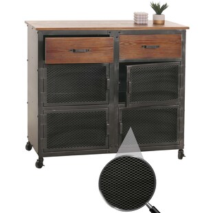 Kommode MCW-N28, Schrank, Rollen 2 Schubladen, 3D-Struktur Industrial Retro Metall Holz 90x100x40cm ~ schwarz, braun 