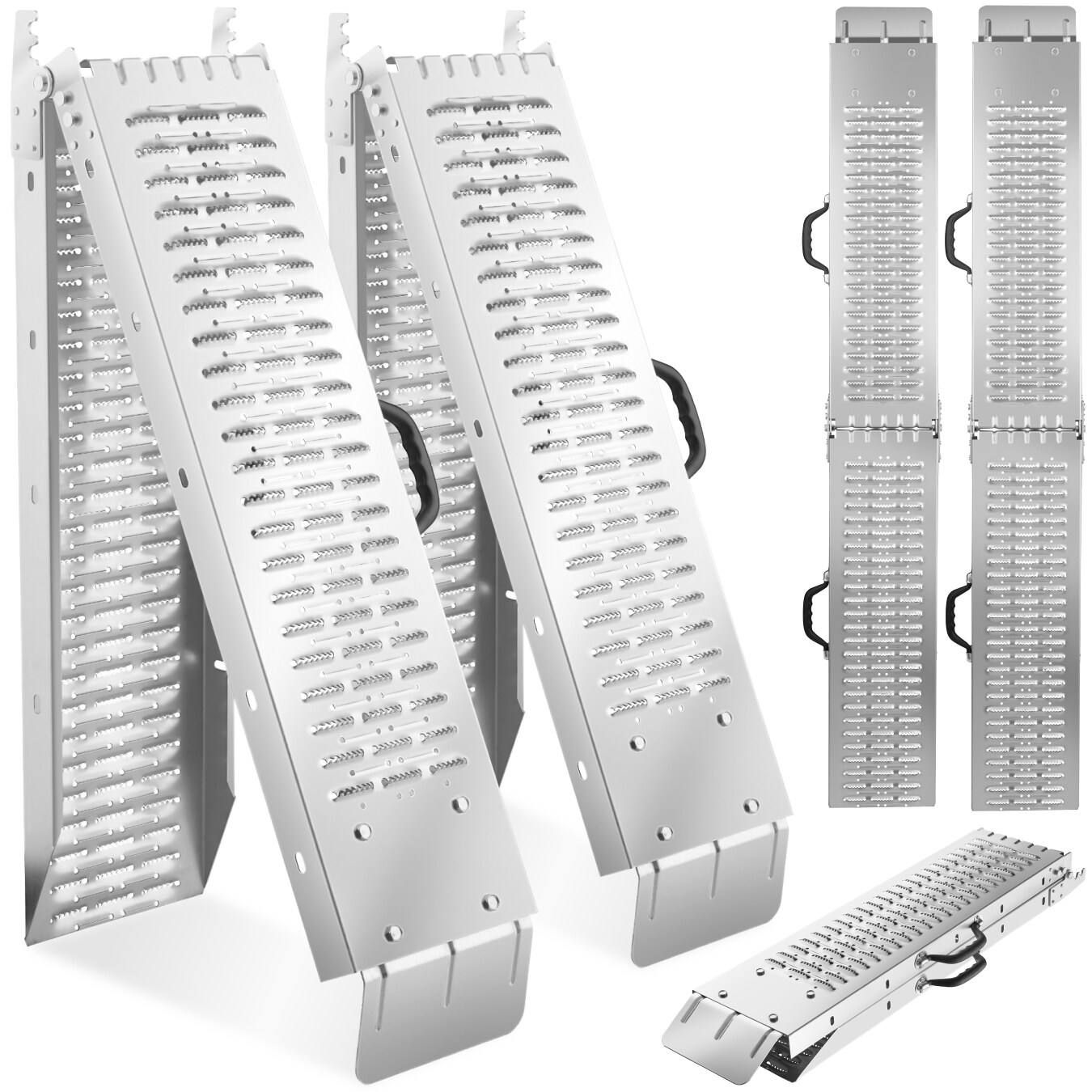 tectake® Auffahrrampen, 2er Set, aus verzinktem Stahl, Belastbarkeit 400 kg, 200 kg pro Rampe