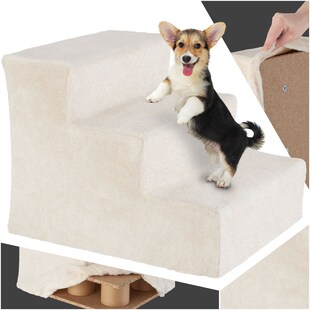 tectake® Haustiertreppe, für Hunde und Katzen, Belastbarkeit 50 kg, pflegeleicht, 37 x 45 x 34,5 cm 