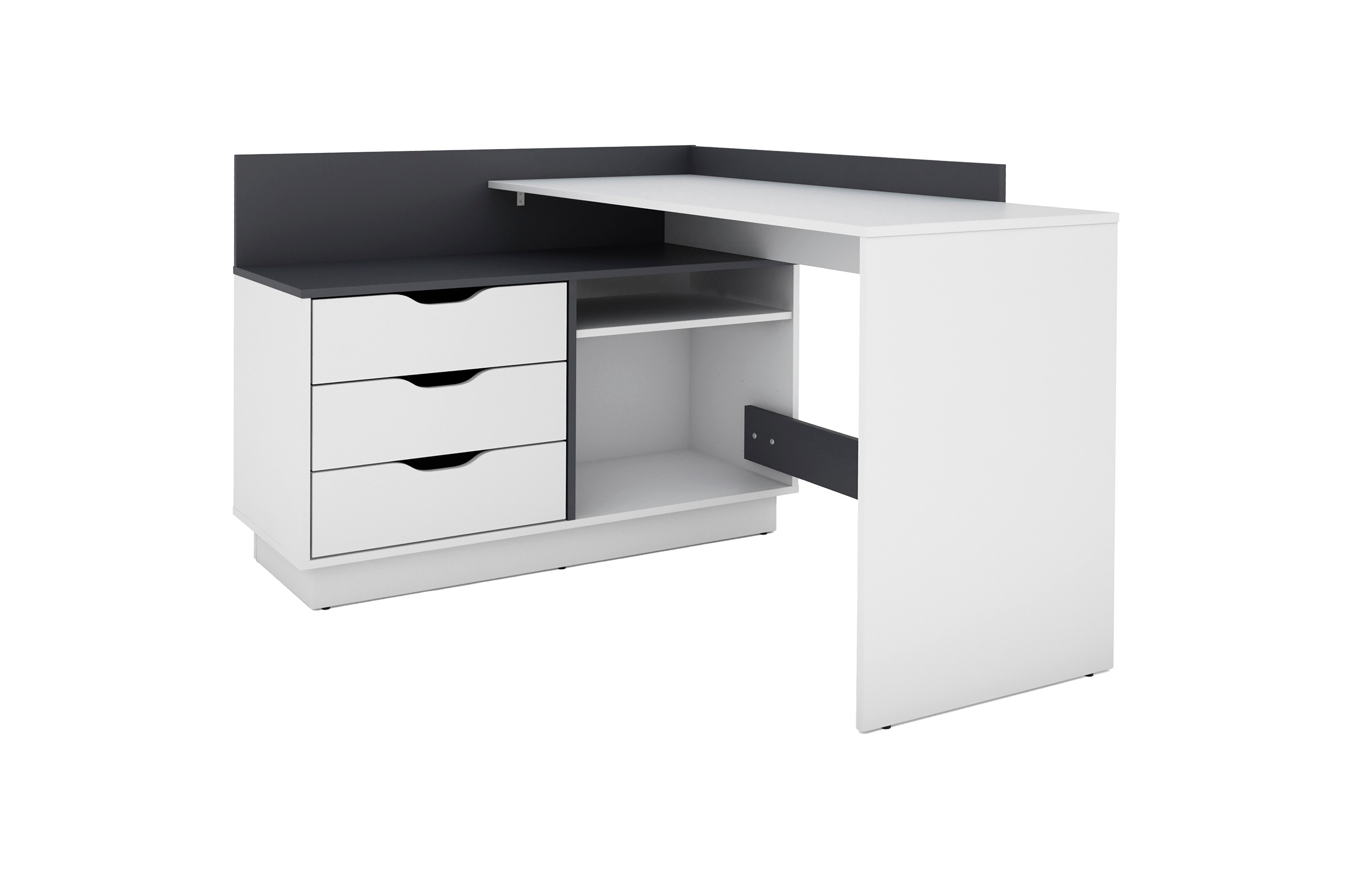 byLIVING Winkelschreibtisch BELFAST, Breite 129 cm, wei&szlig;/anthrazit 