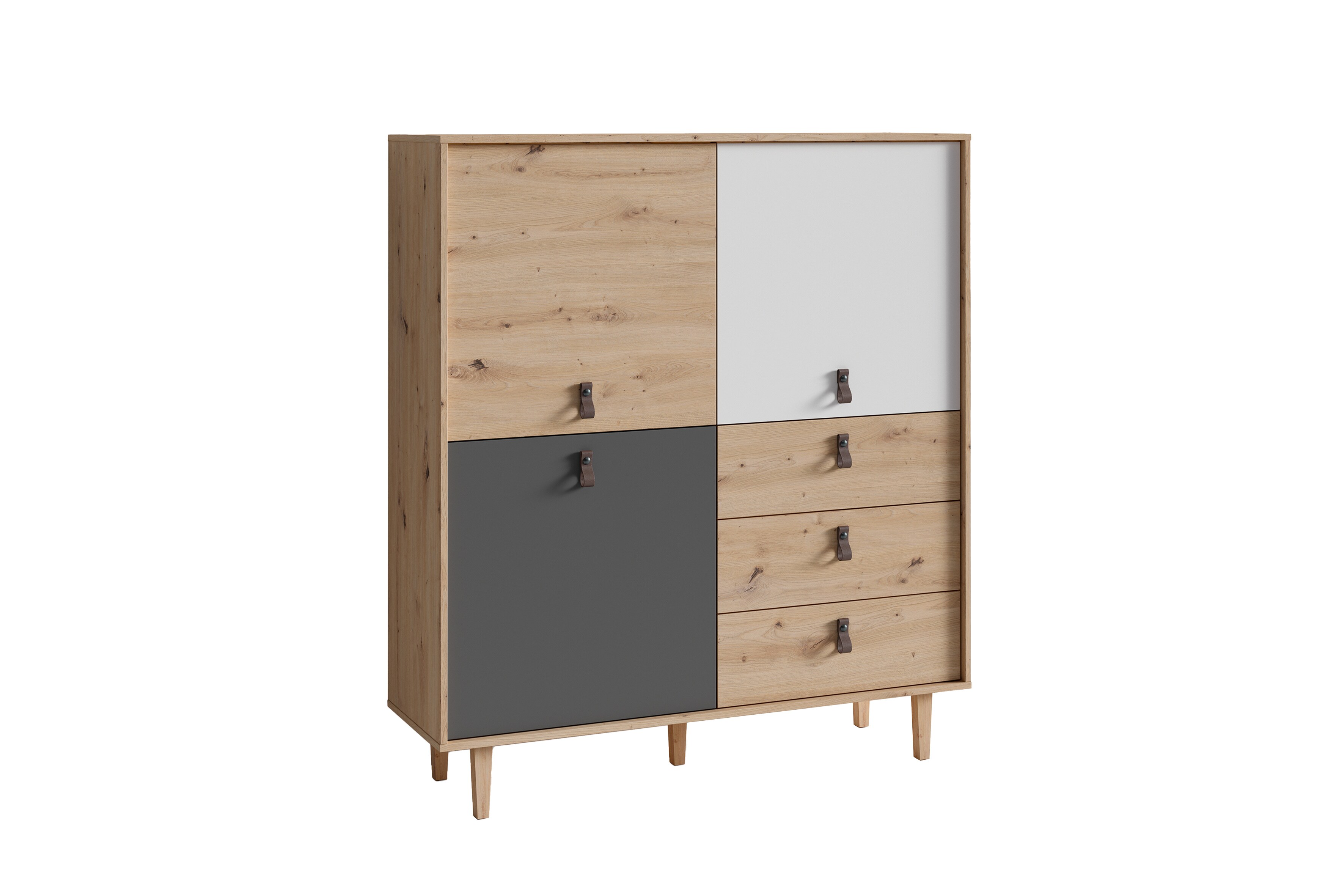 byLIVING Highboard BILL, Breite 120 cm, Artisan Eiche (Eiche-Optik)/anthrazit 
