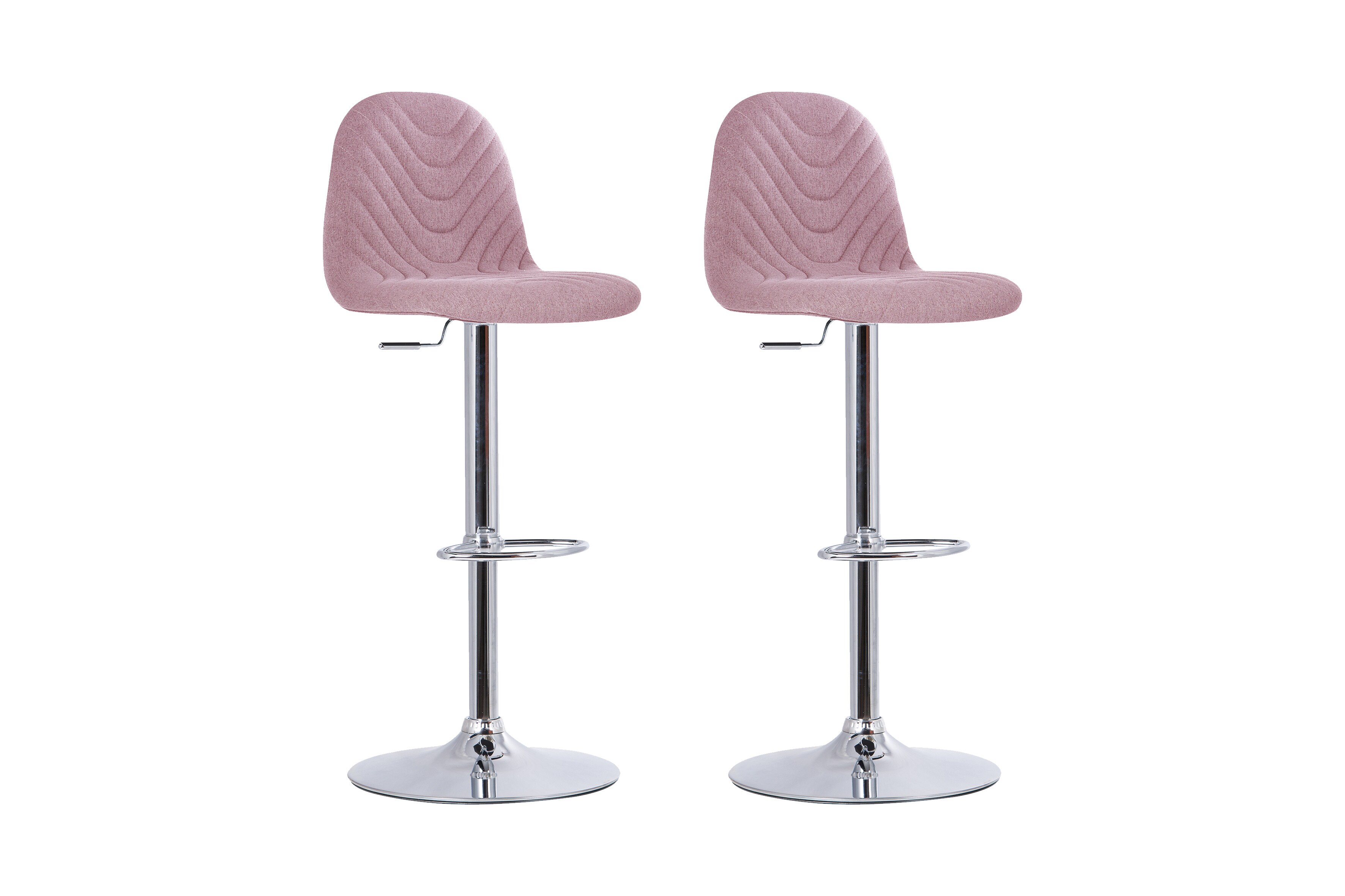 byLIVING Barhocker CASINO, 2-er Set, Webstoffbezug rosa, Gestell chrom 